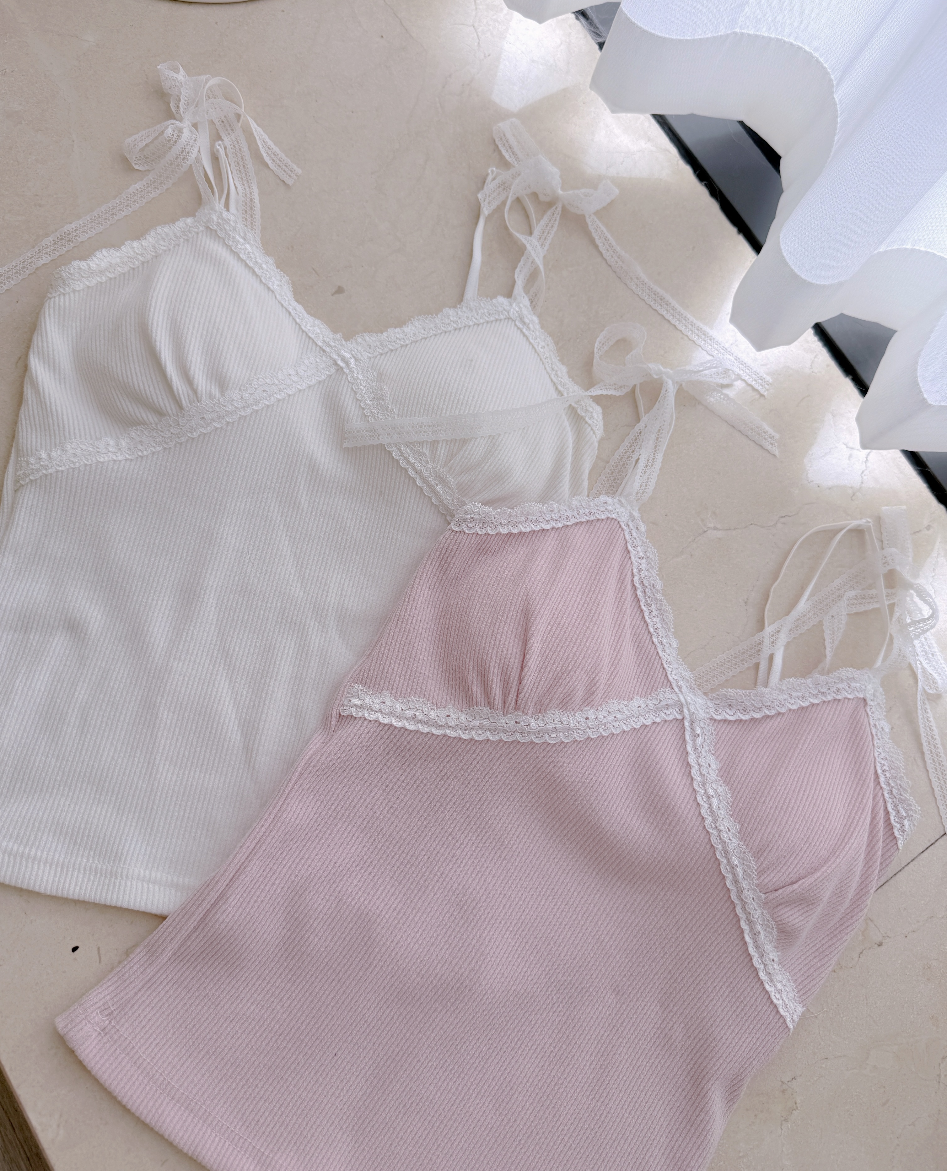 *BJ2 MADE SERIES* THE COTTON CROSS LACE CAMI BRA TOP LIVE 0621