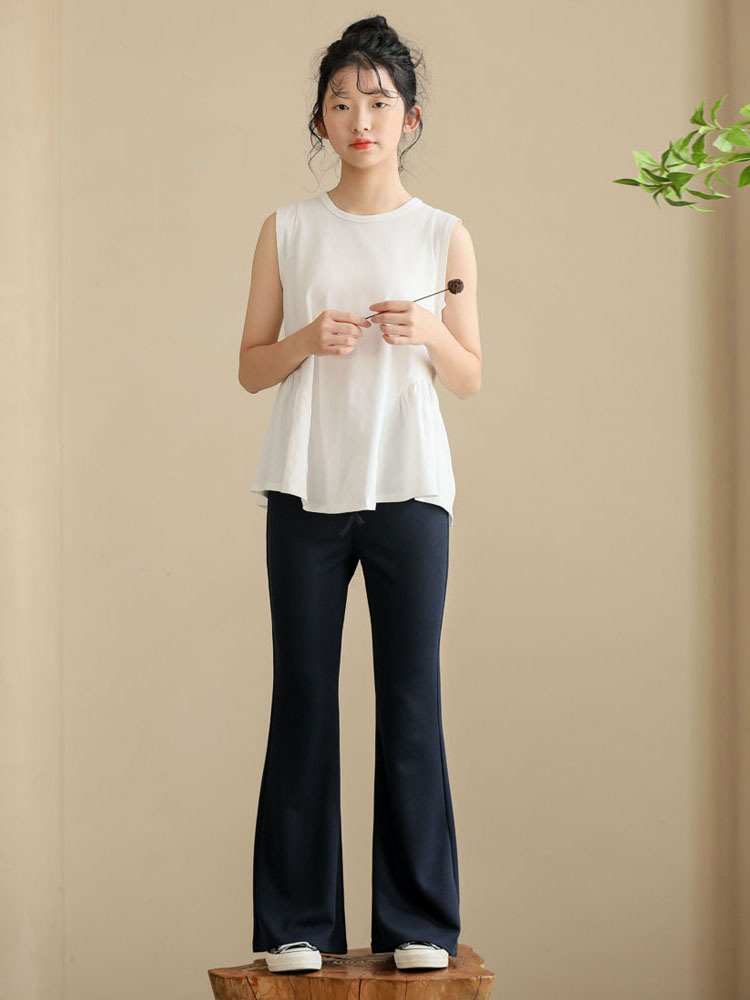 日系 清爽白羽無袖T