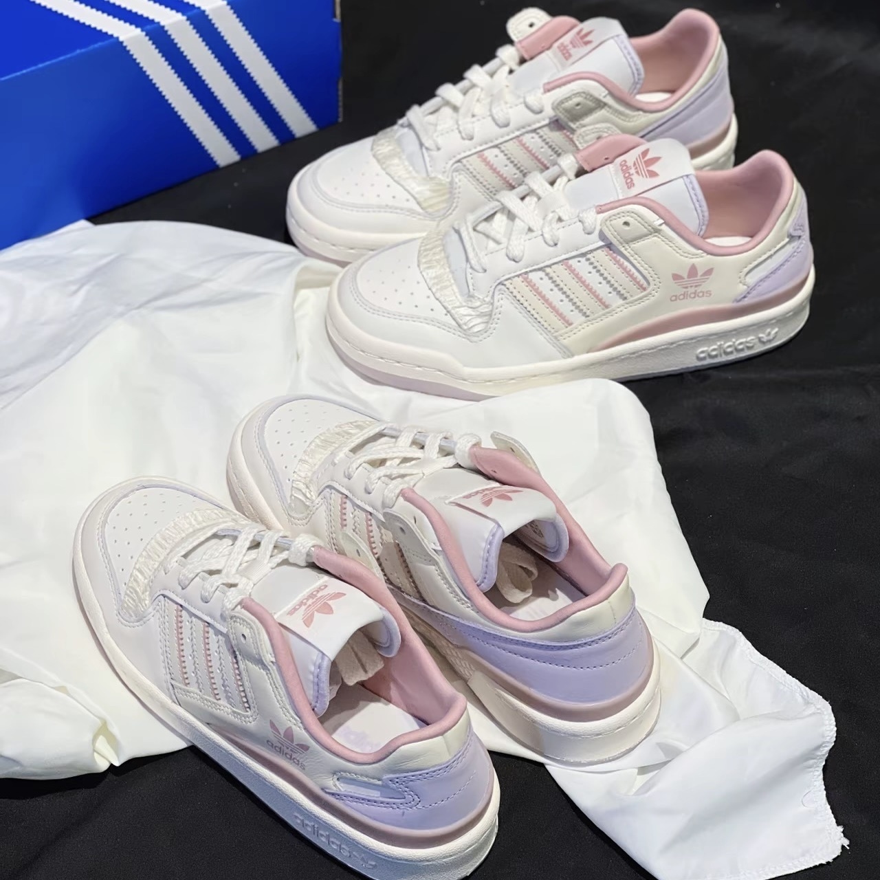 adidas Originals FORUM CL 復古版鞋 運動休閒鞋 奶油白 櫻花粉紫色 女鞋 JQ6702