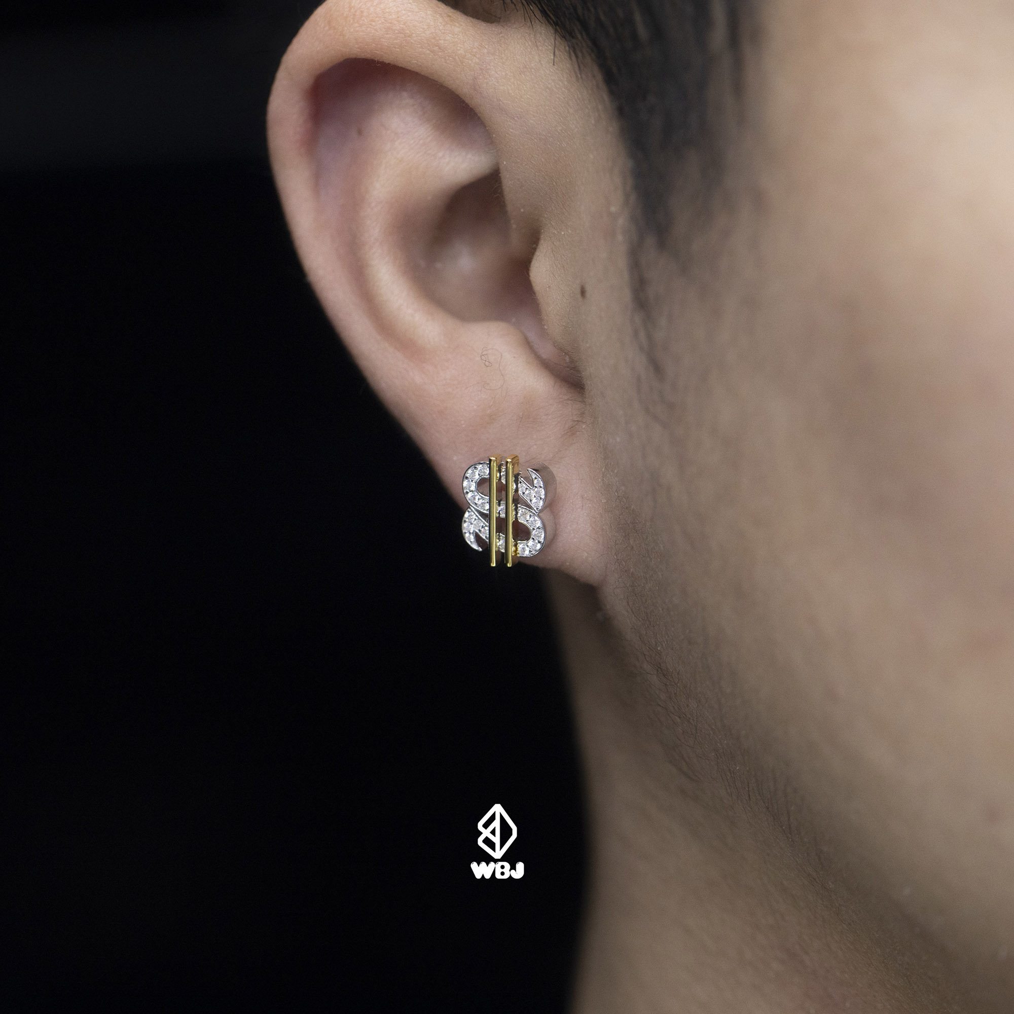 純銀滿鑽美金符號耳釘