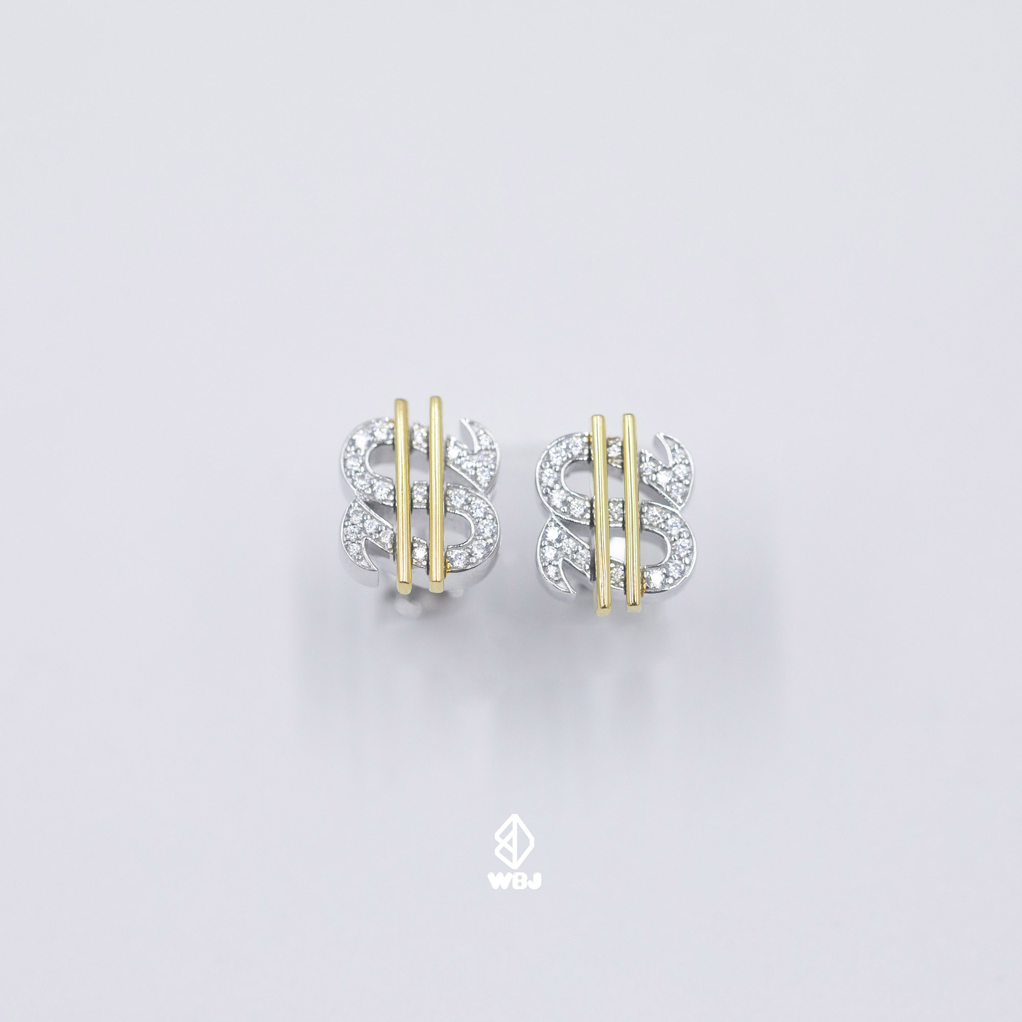純銀滿鑽美金符號耳釘