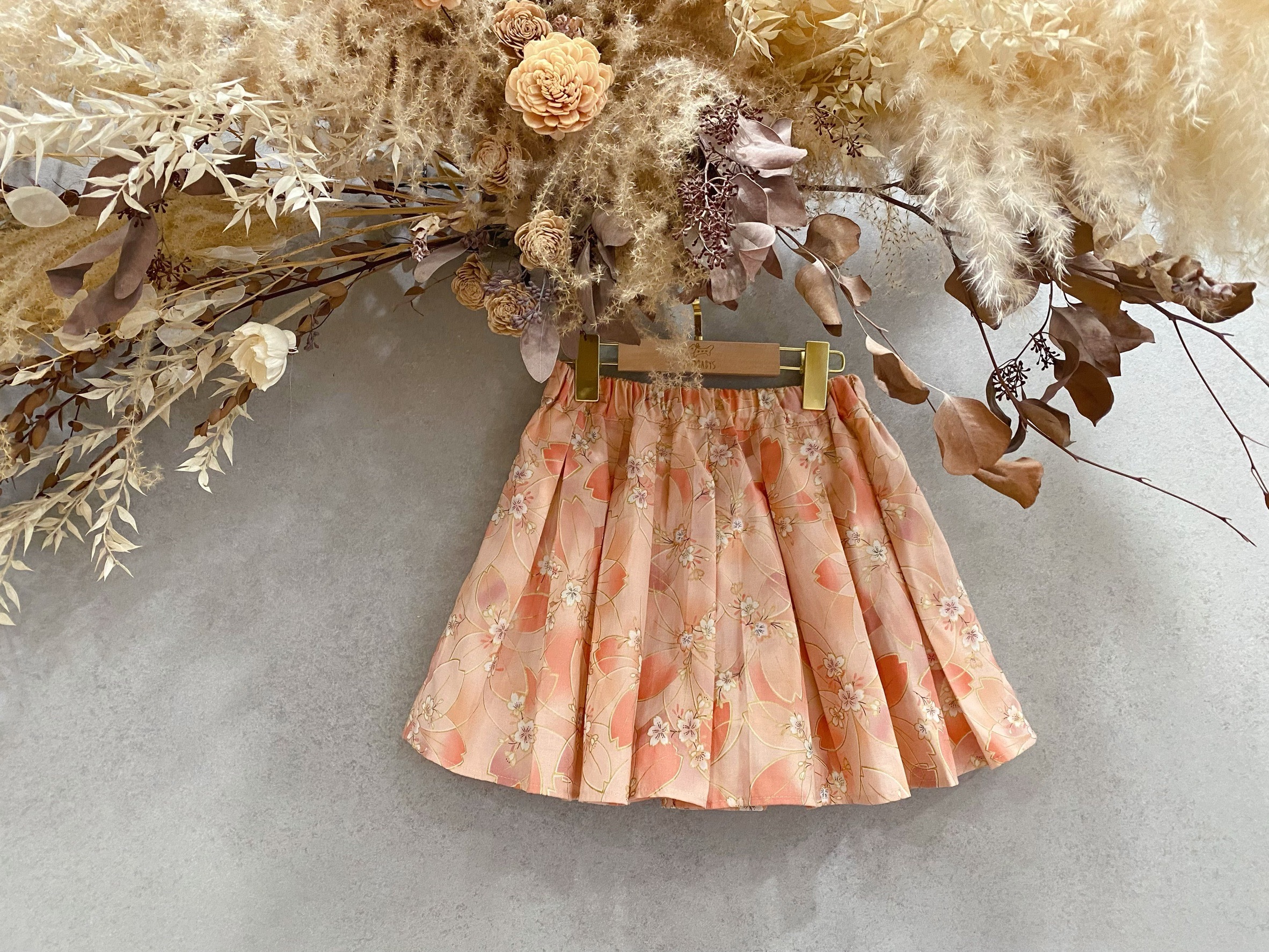 燙金粉櫻花 百摺褲裙(120)