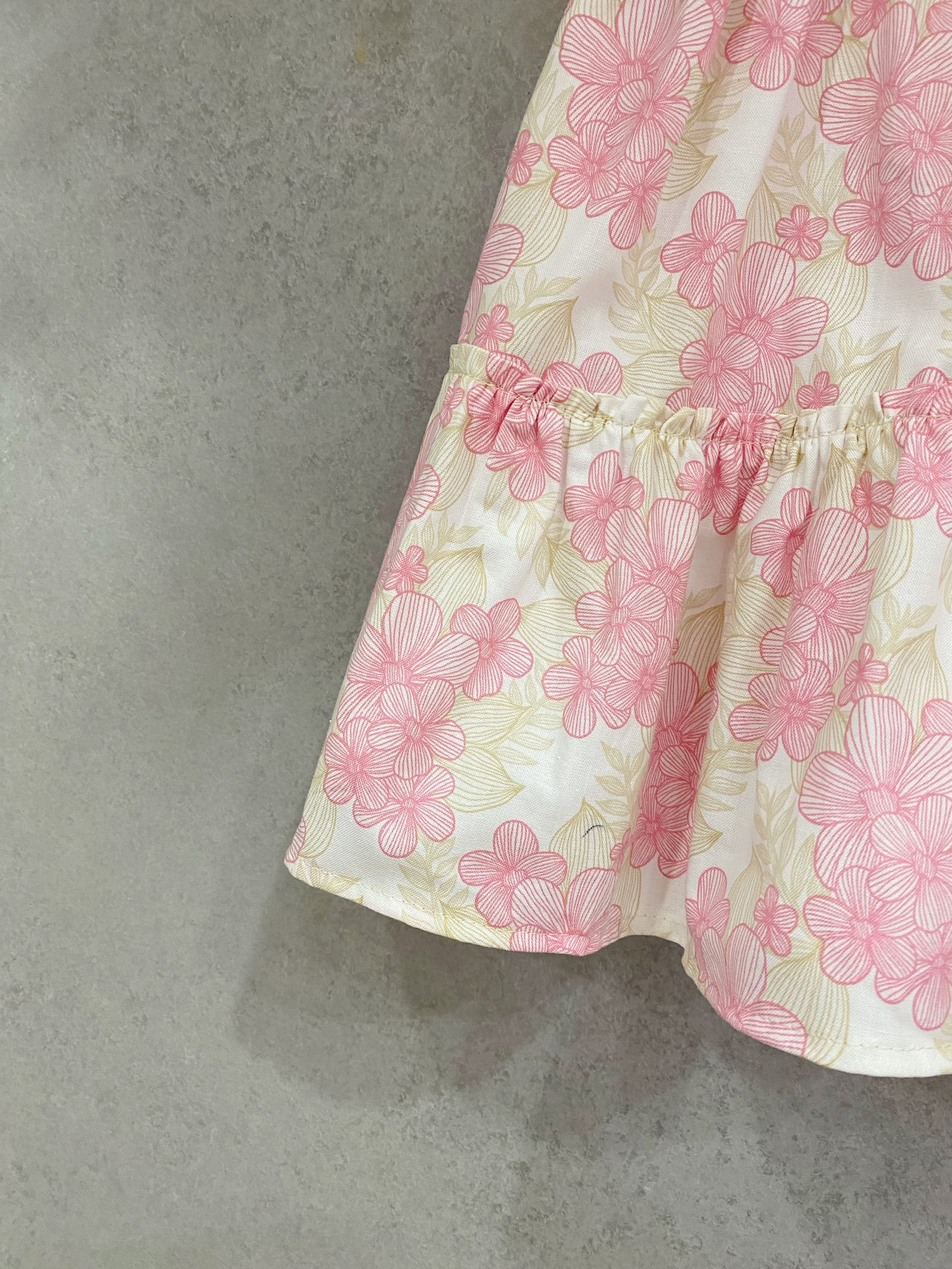 粉線條花卉 蛋糕裙洋裝(120)