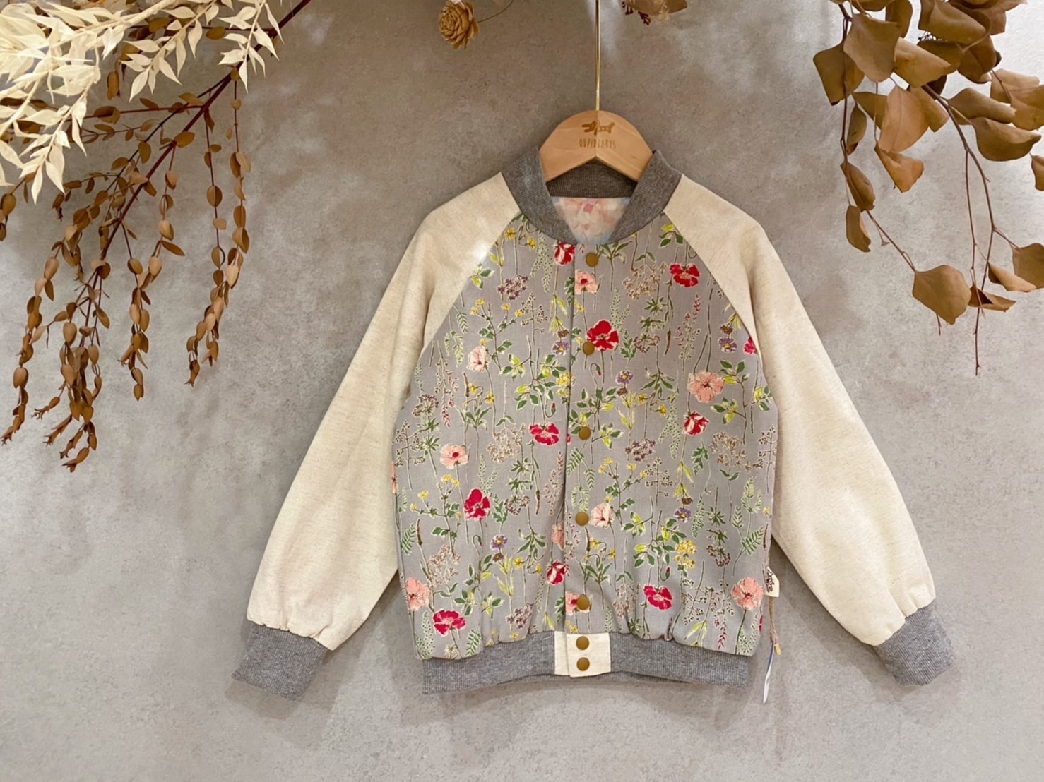 灰細花卉 棒球外套(120)