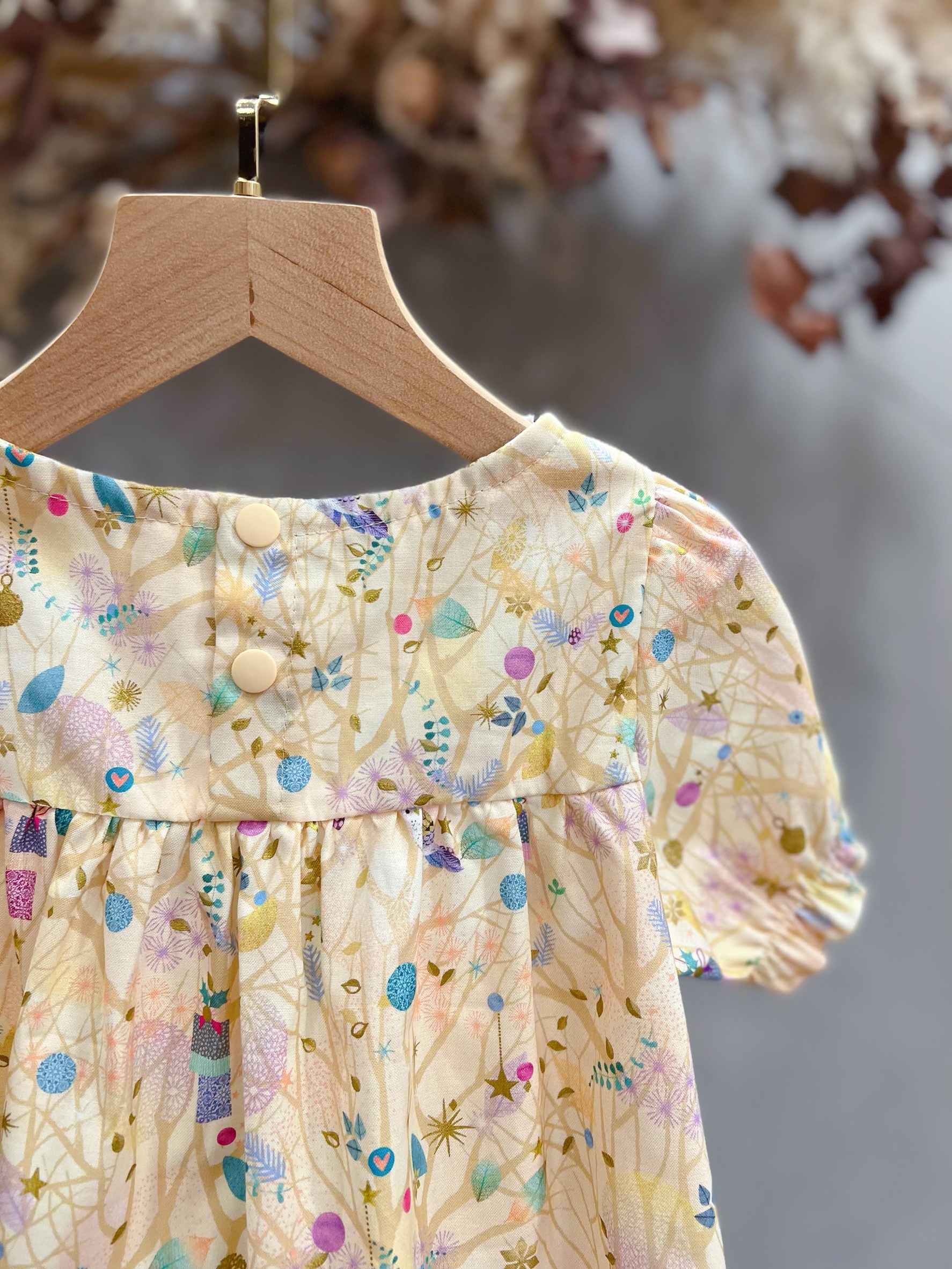 米燙金貓頭鷹 短袖宮廷蛋糕洋裝(100)