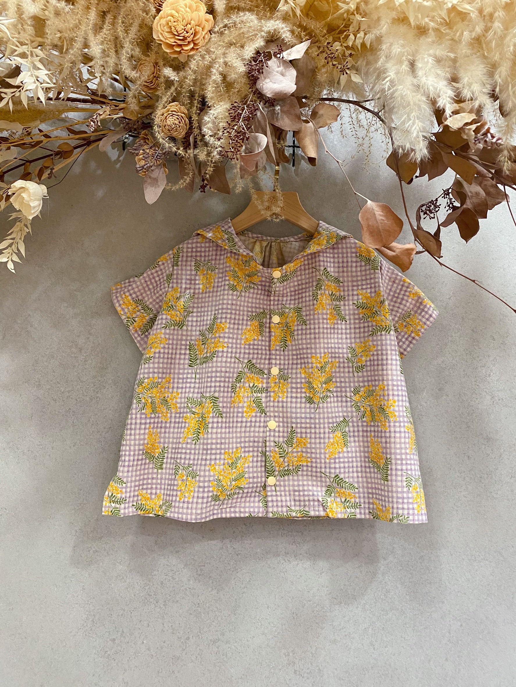 紫格金合歡 海軍領短袖上衣(120)