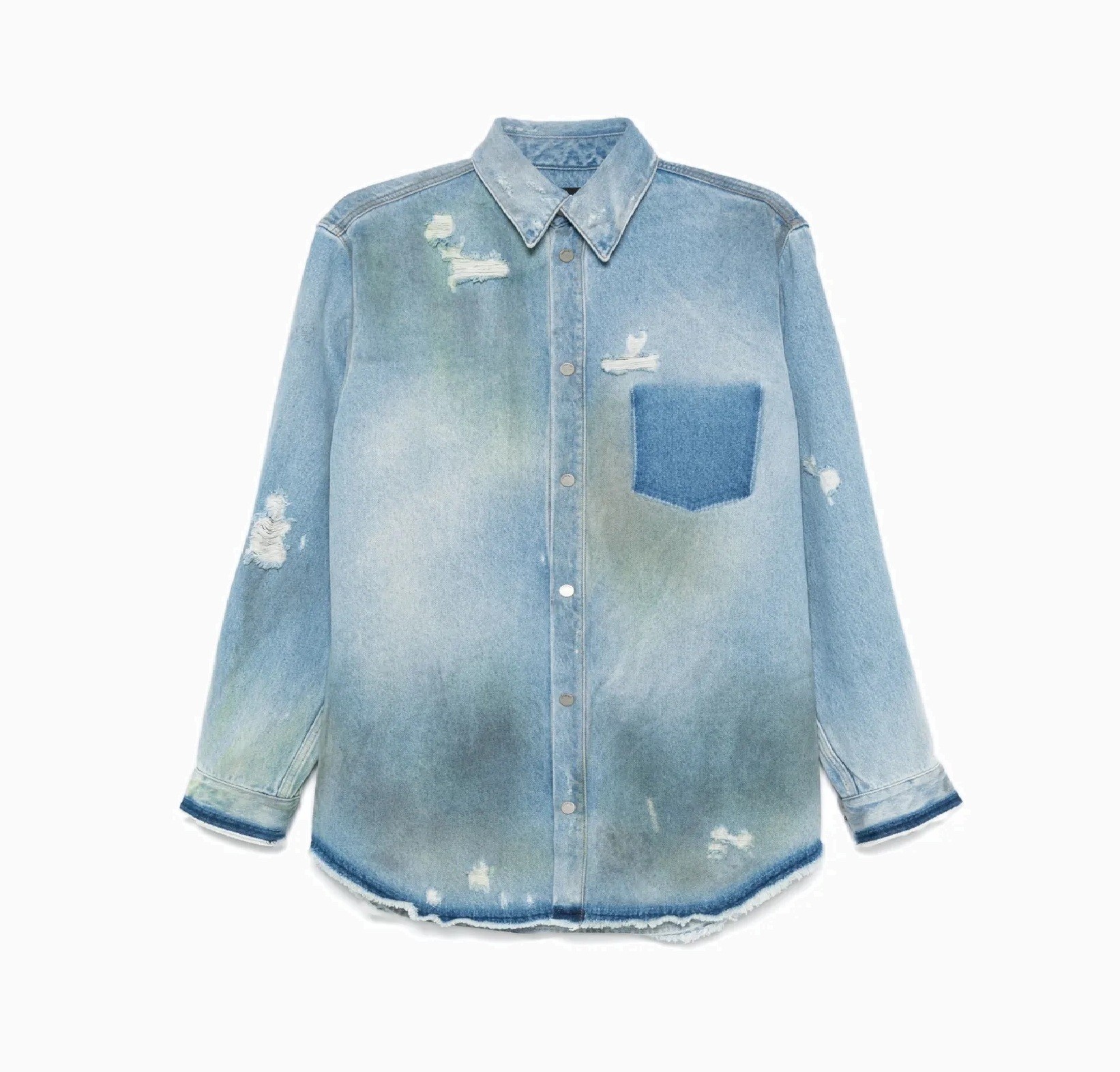 ⏱️限時優惠LIMITED TIME SALE: EGONLAB DISTRESSED DAMAGED DENIM OVERSIZED LONG SHIRT L/S - BLUE IN STOCK NOW (現貨發售中)