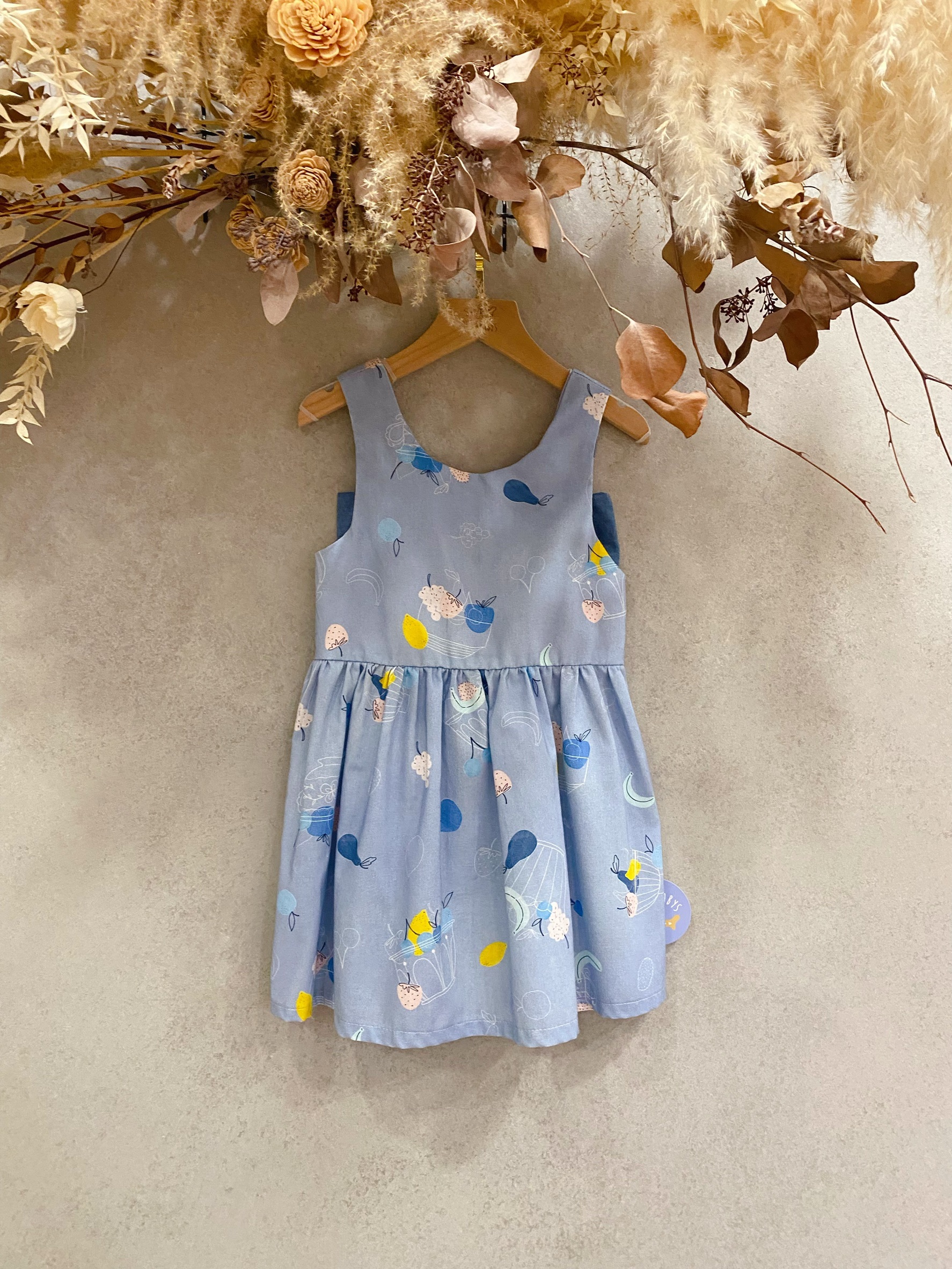 藍聖代 背蝴蝶結洋裝(120)