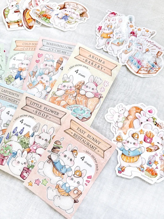 Pei+Pei．小兔商店 迷你貼紙包(6款入)