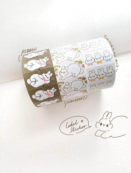 Pei+Pei．小兔標籤機貼紙膠帶 共三款 <整捲/綜合分裝>