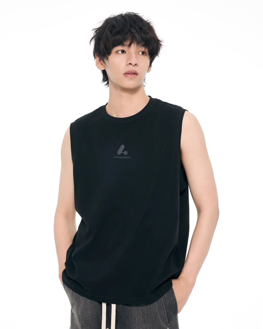 AFGK 基礎胸前膠印字體Logo 寬鬆背心 A FEW GOOD KIDS