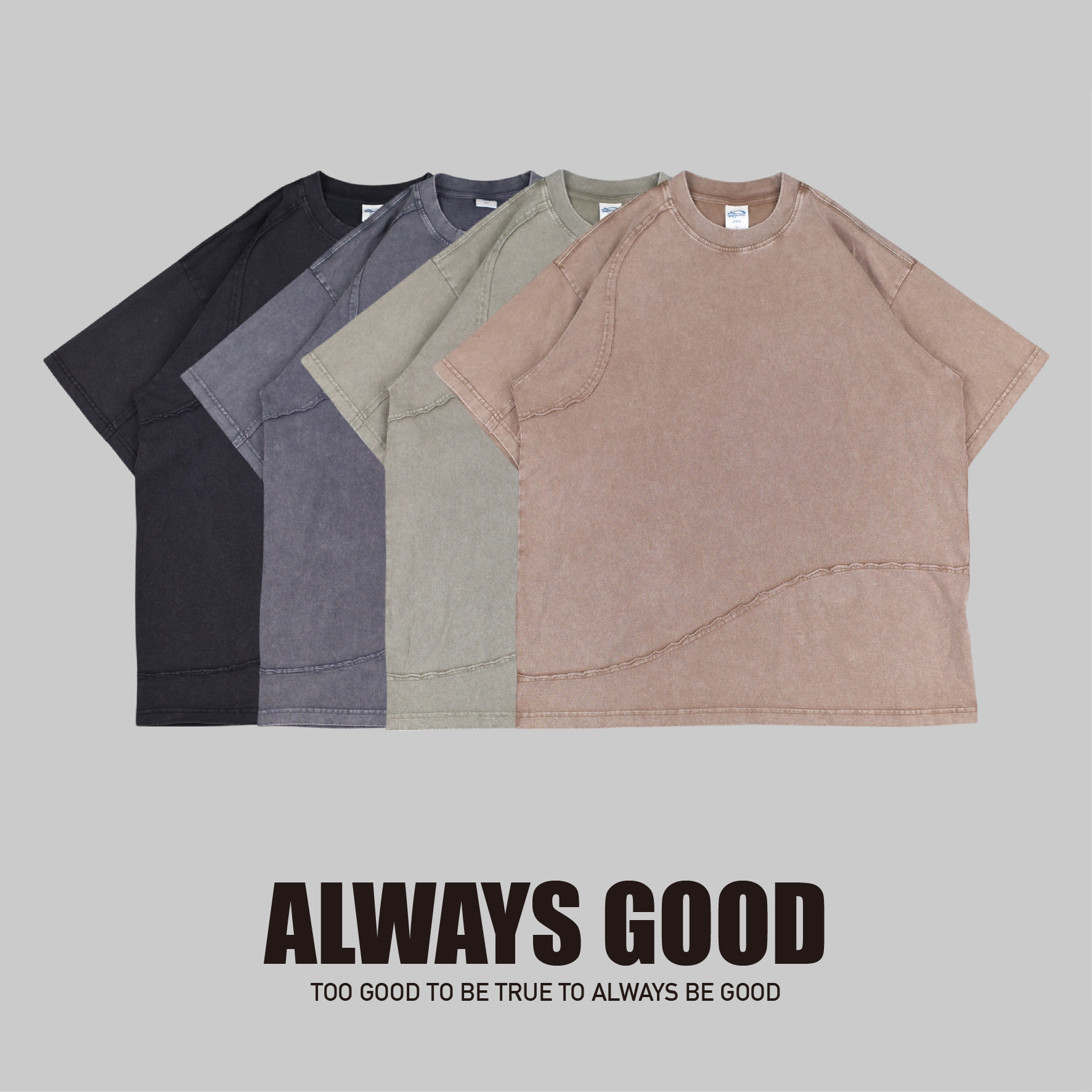 『Always_Good』蠟染 拼接 做舊 水洗 短T