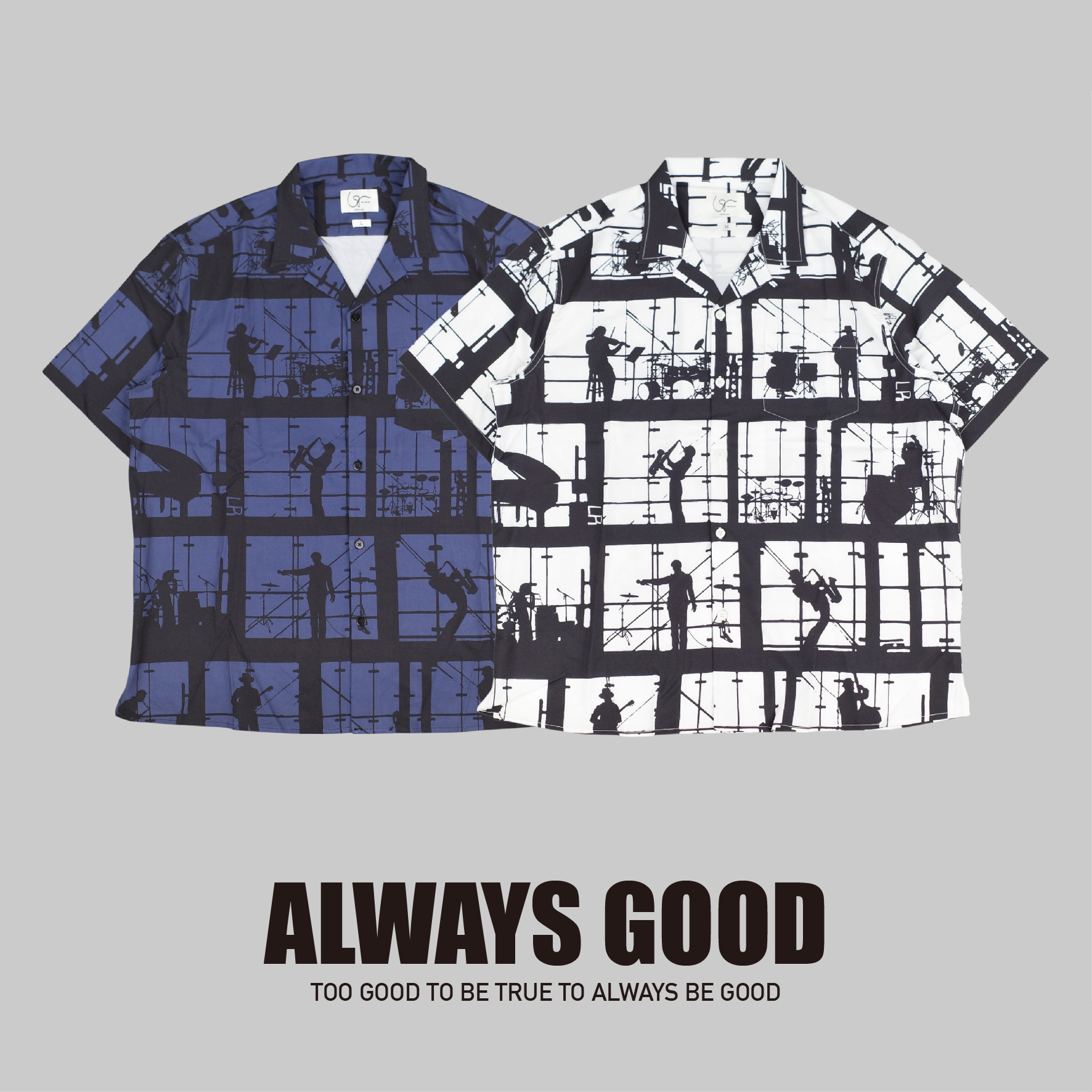 『Always_Good』樂隊 櫥窗 剪影 古巴領 夏威夷 短袖 襯衫