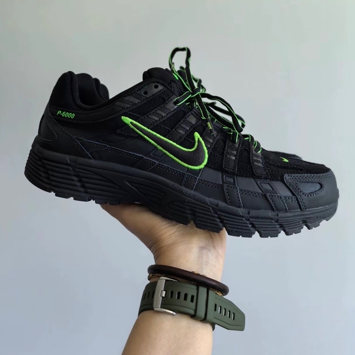 NIKE P-6000 PRM Pegasus 緩震舒適 黑綠 黑色 螢光綠 復古休閒慢跑鞋 男鞋 IF0668-003