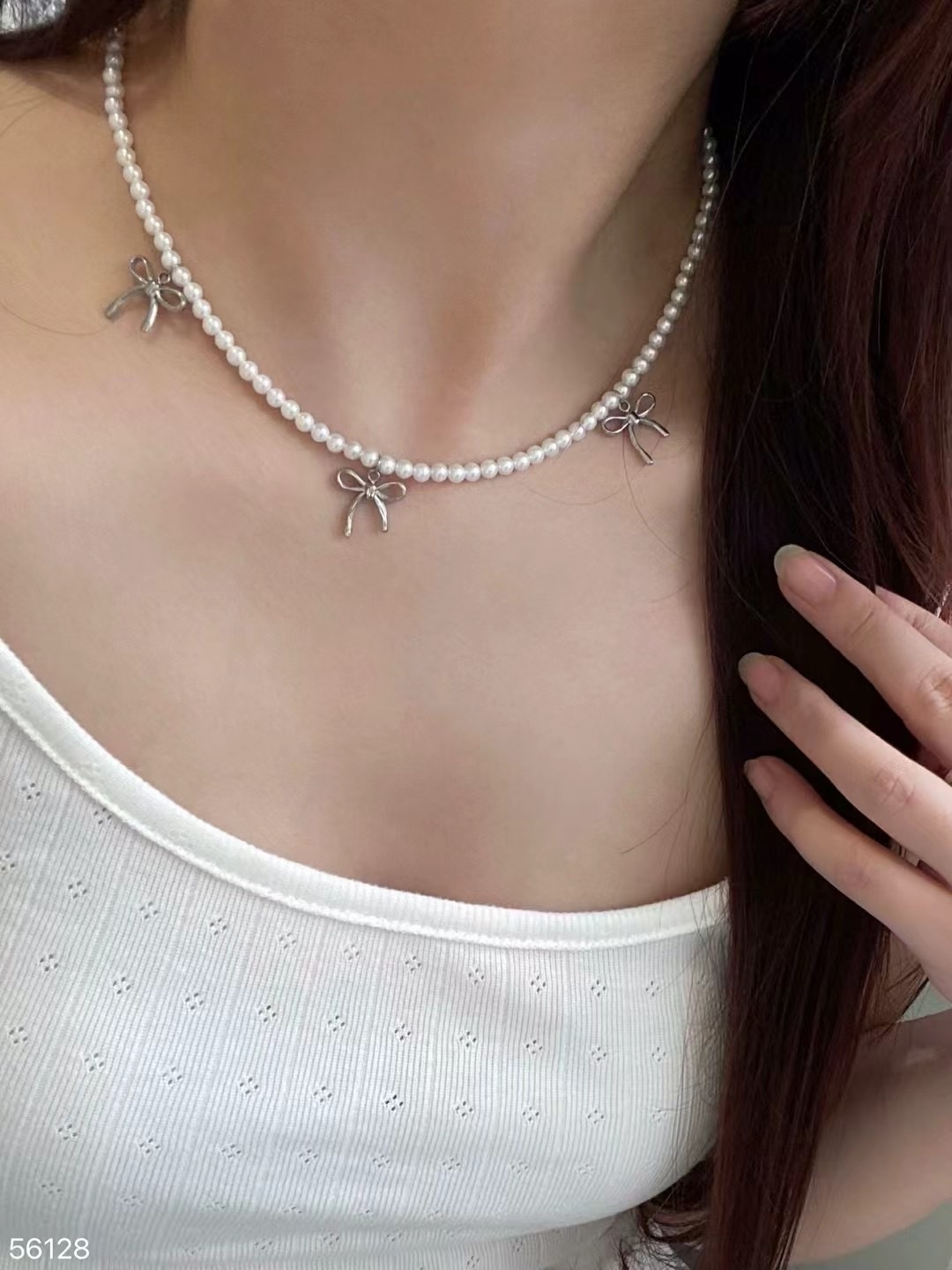珍珠蝴蝶結頸鏈（貝珠）