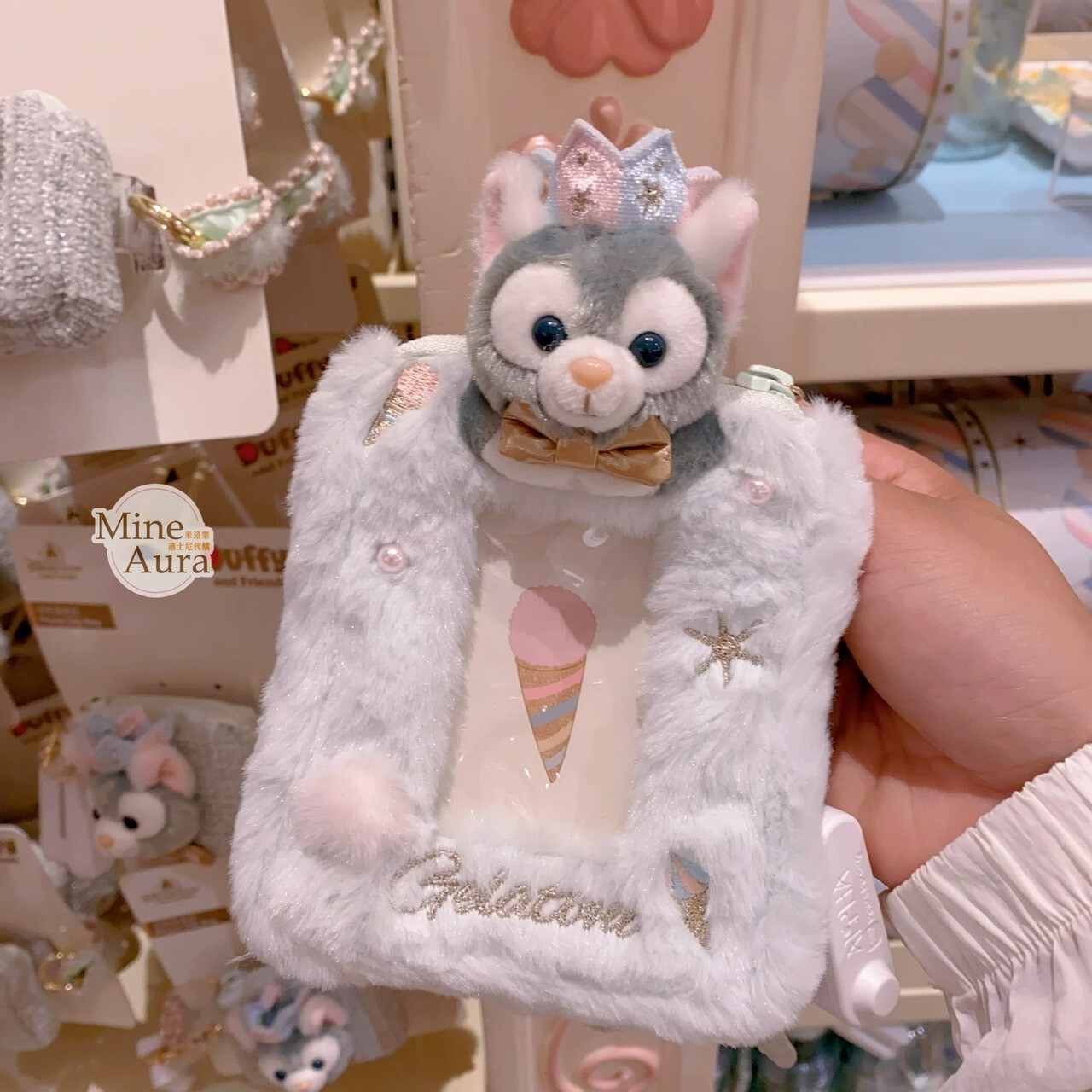 夢幻慶典系列 傑拉托尼 畫家貓 Gelatoni 絨毛大頭 造型 掛繩 票卡夾 票卡包 -上海迪士尼樂園