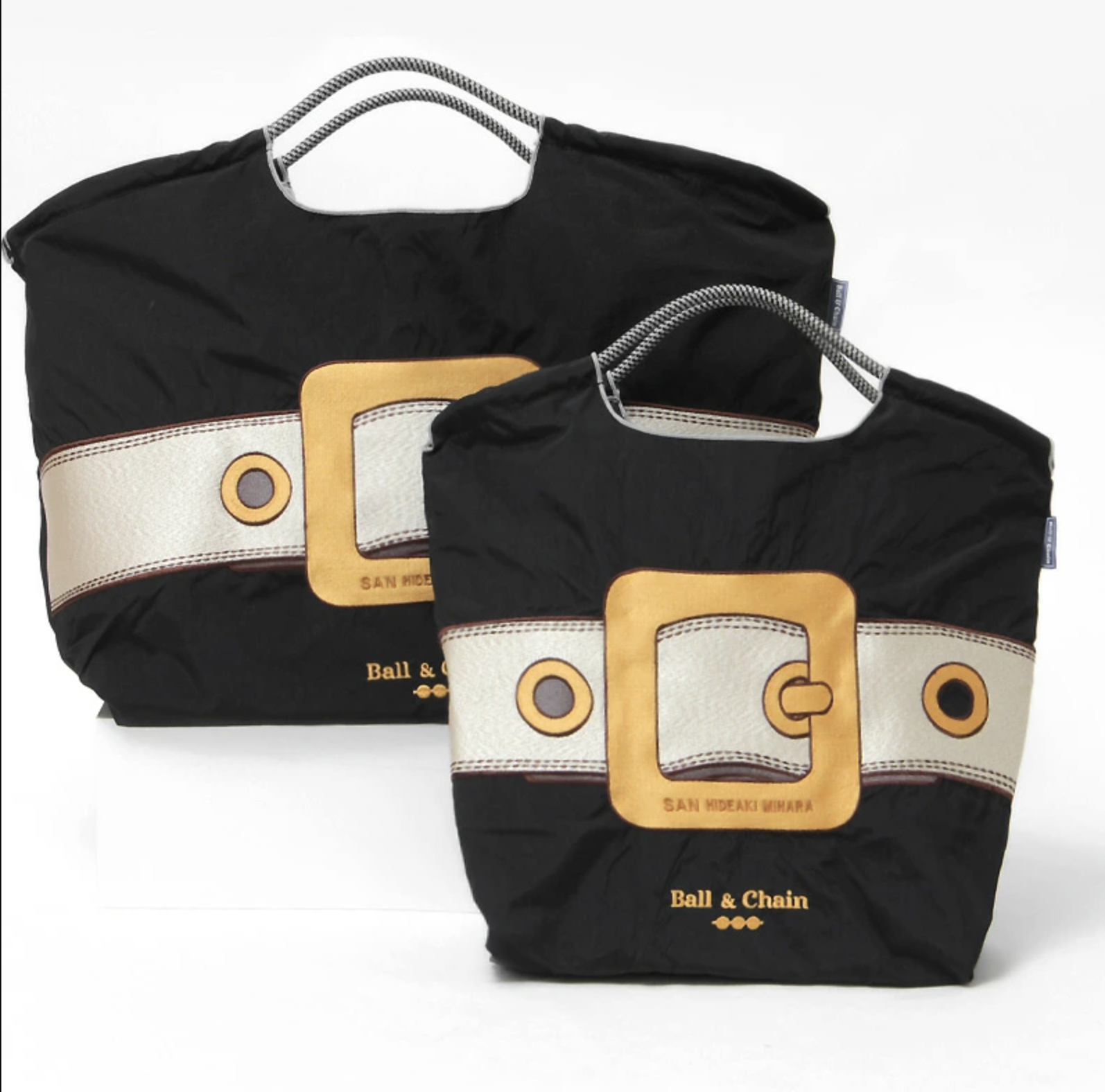 Ball & Chain BUCKLE 刺繍手提袋（黑色）M / L 尺寸可選