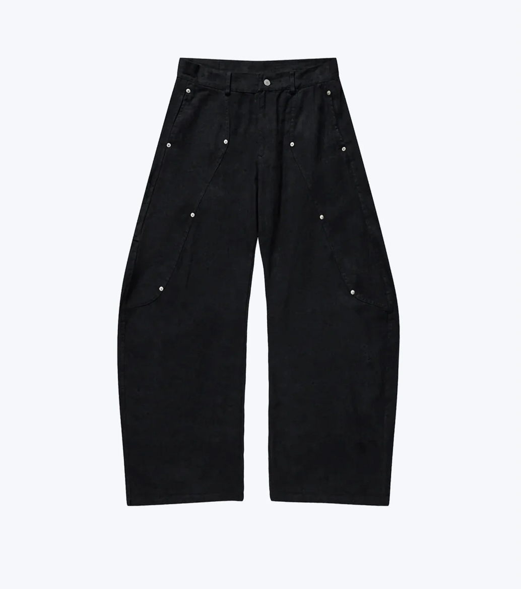 [現貨] Sense Curved Leg Trousers Dull Black | M25-30BK
