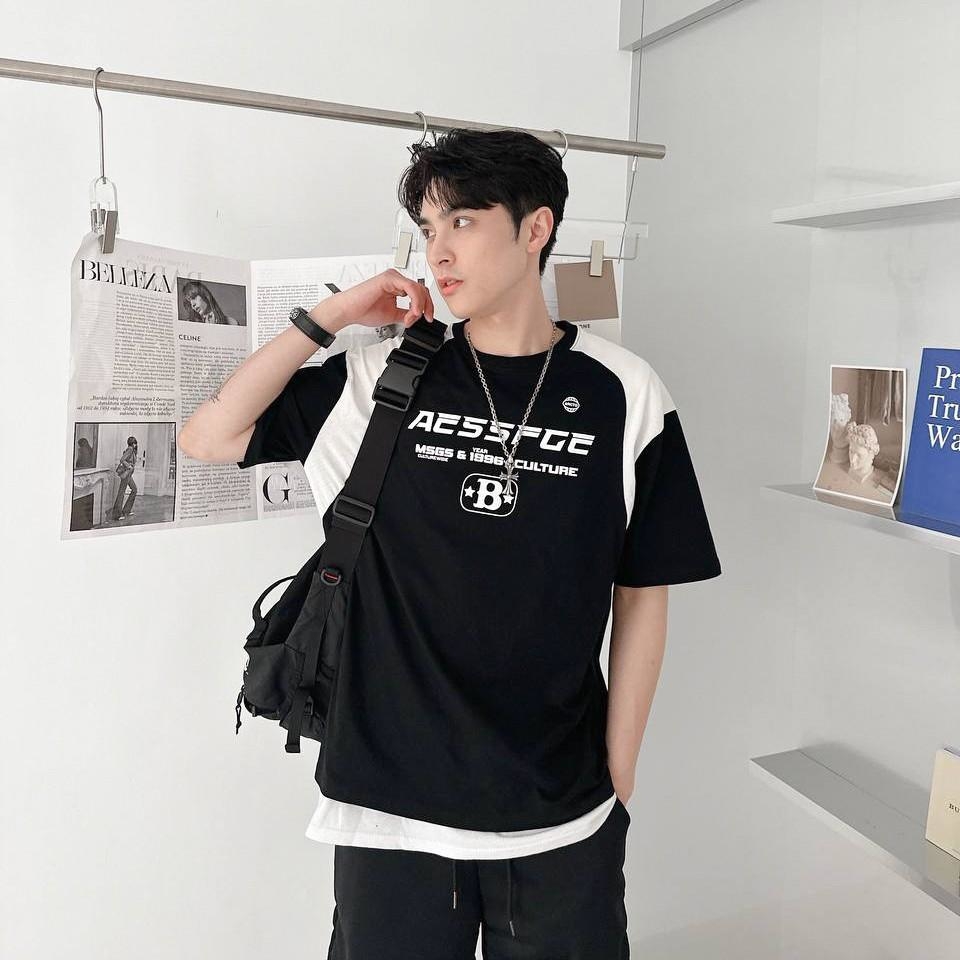 刺繡英文賽車接袖短T 18815【活動款 售完不補】