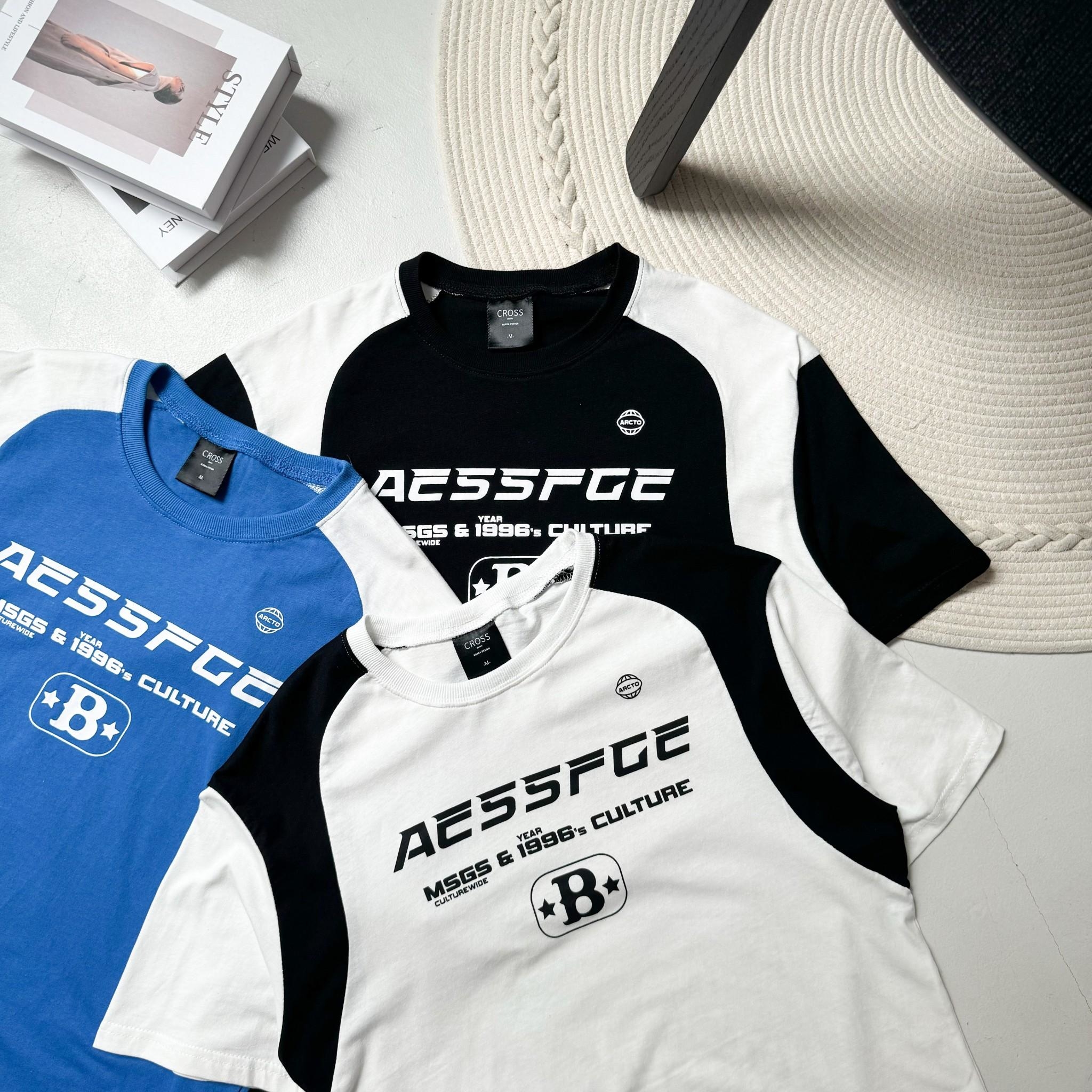 刺繡英文賽車接袖短T 18815【活動款 售完不補】