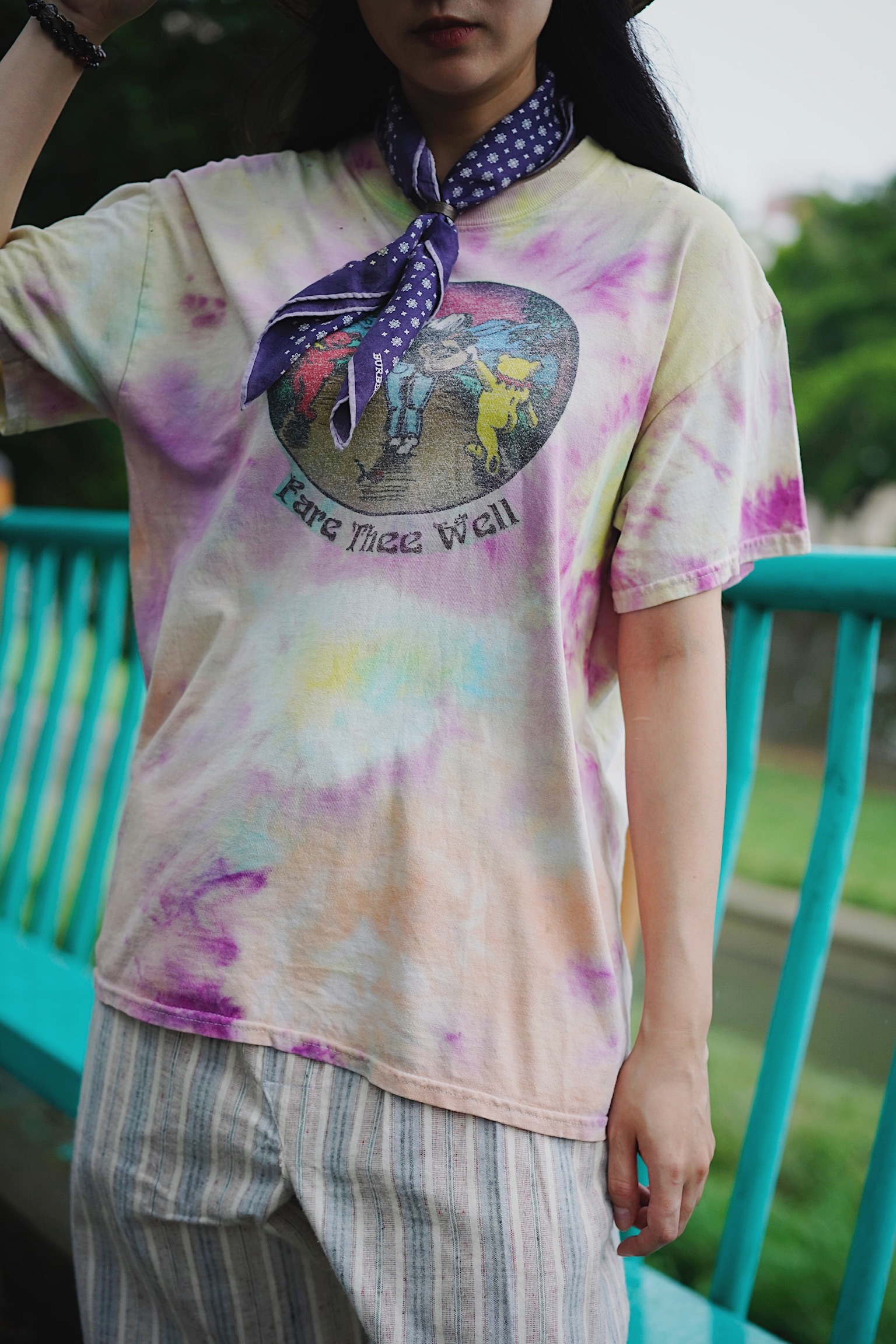 Vintage T-shirt “Fare thee well” / 古著渲染末日標語短踢