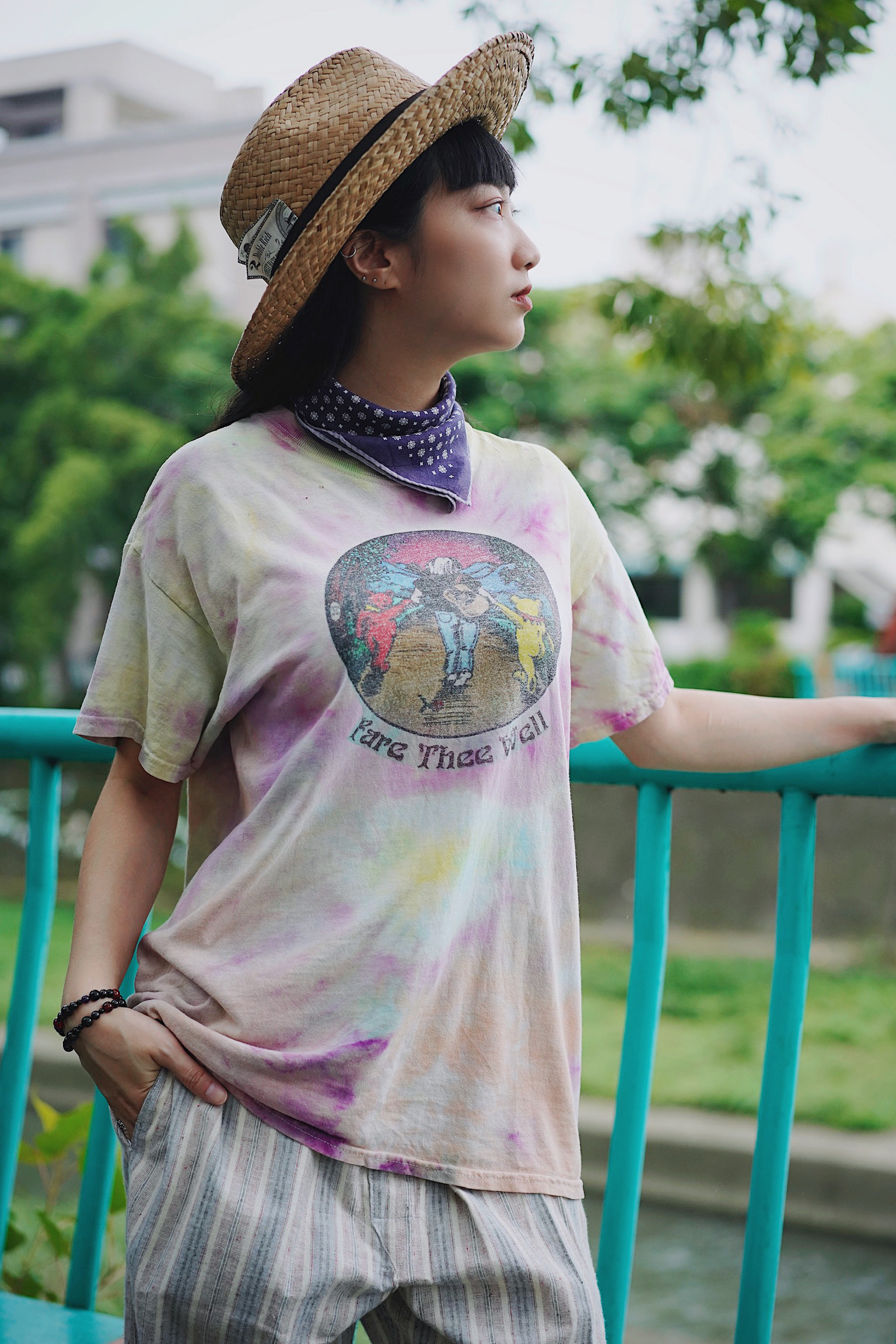 Vintage T-shirt “Fare thee well” / 古著渲染末日標語短踢