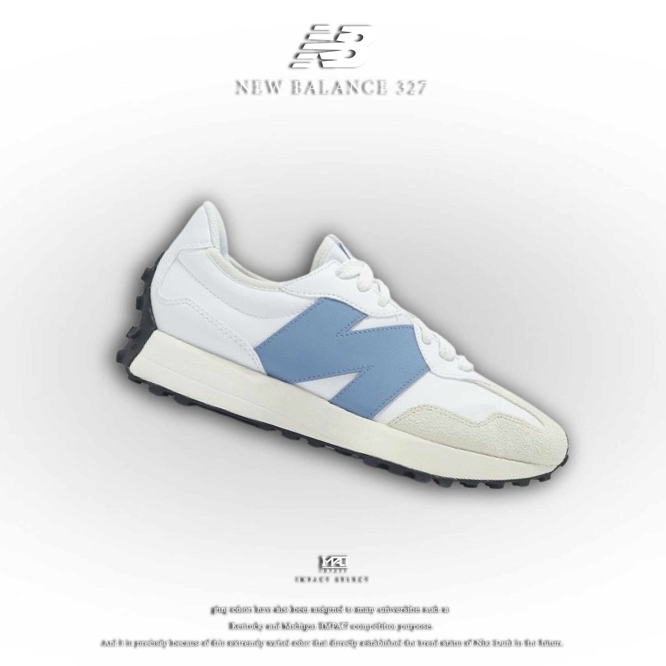 New Balance 327 NB 男女同款 麂皮 D楦 白水藍 U327SKB