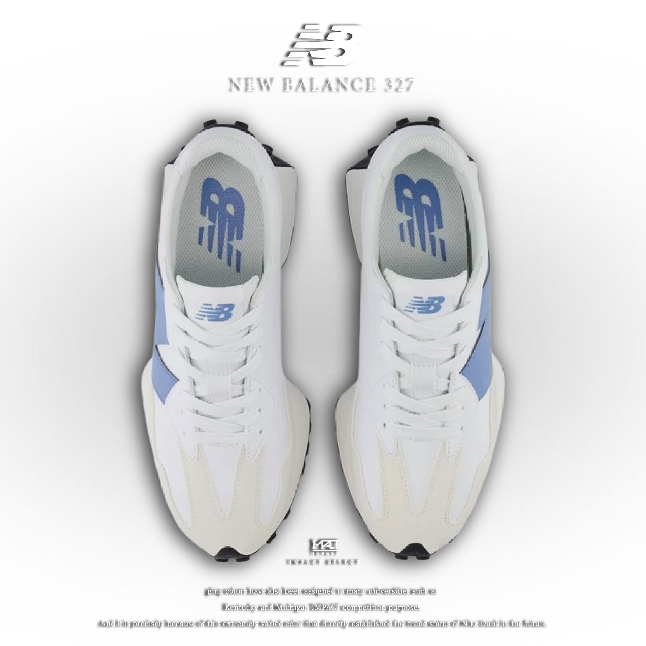 New Balance 327 NB 男女同款 麂皮 D楦 白水藍 U327SKB