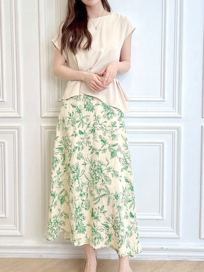 腰間側抓皺短袖上衣