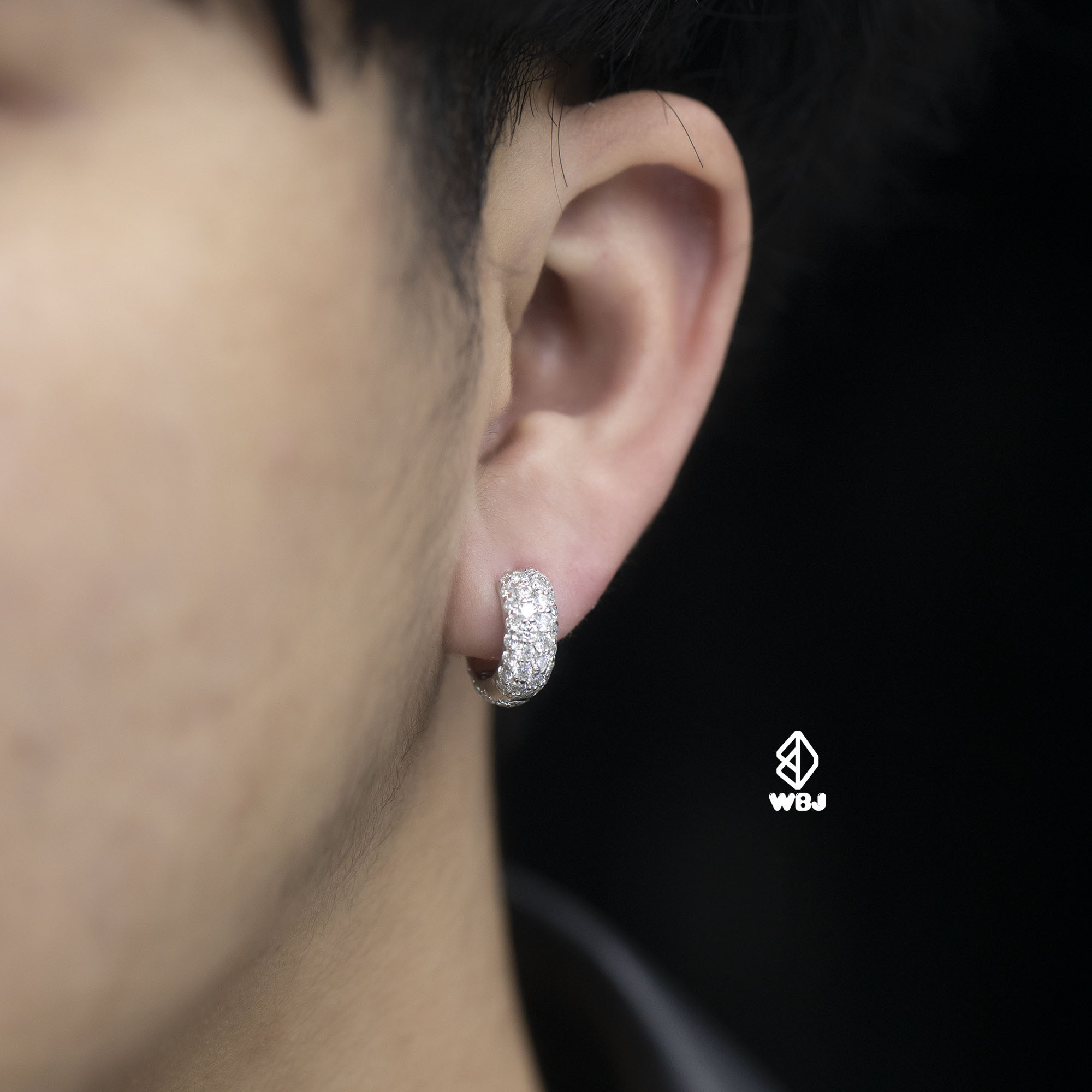 Moissanite silver｜寬版莫桑鑽滿圈耳環