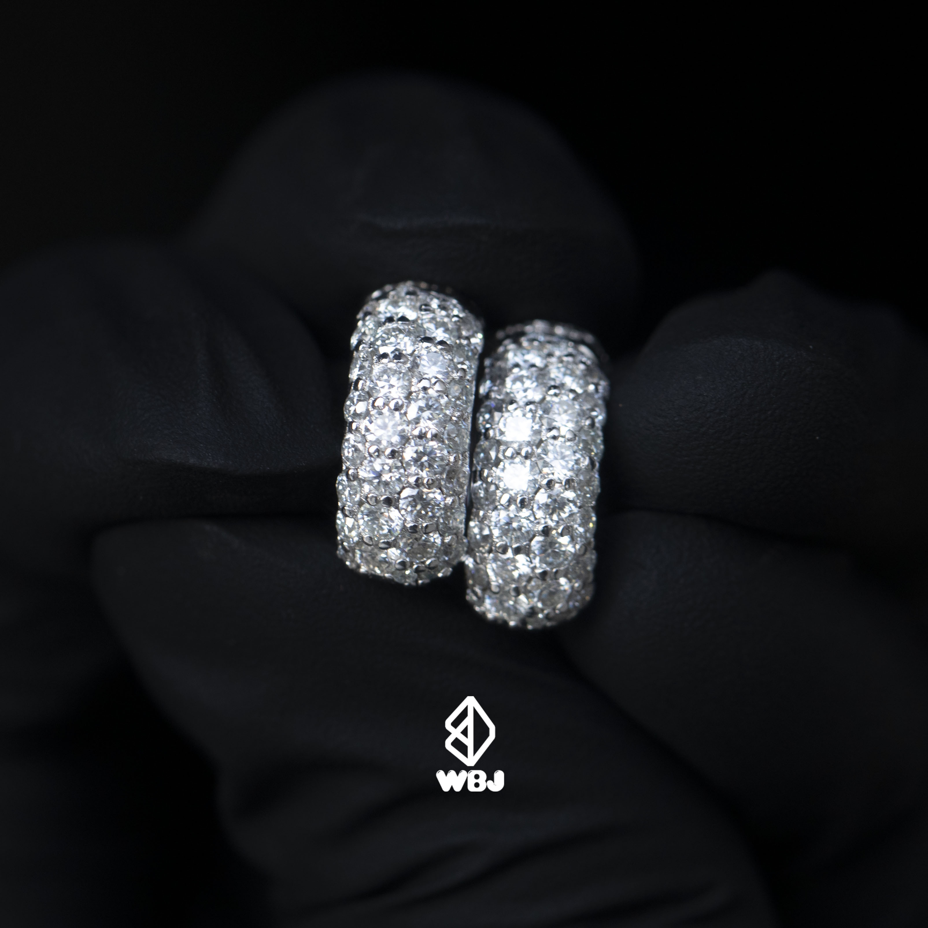 Moissanite silver｜寬版莫桑鑽滿圈耳環