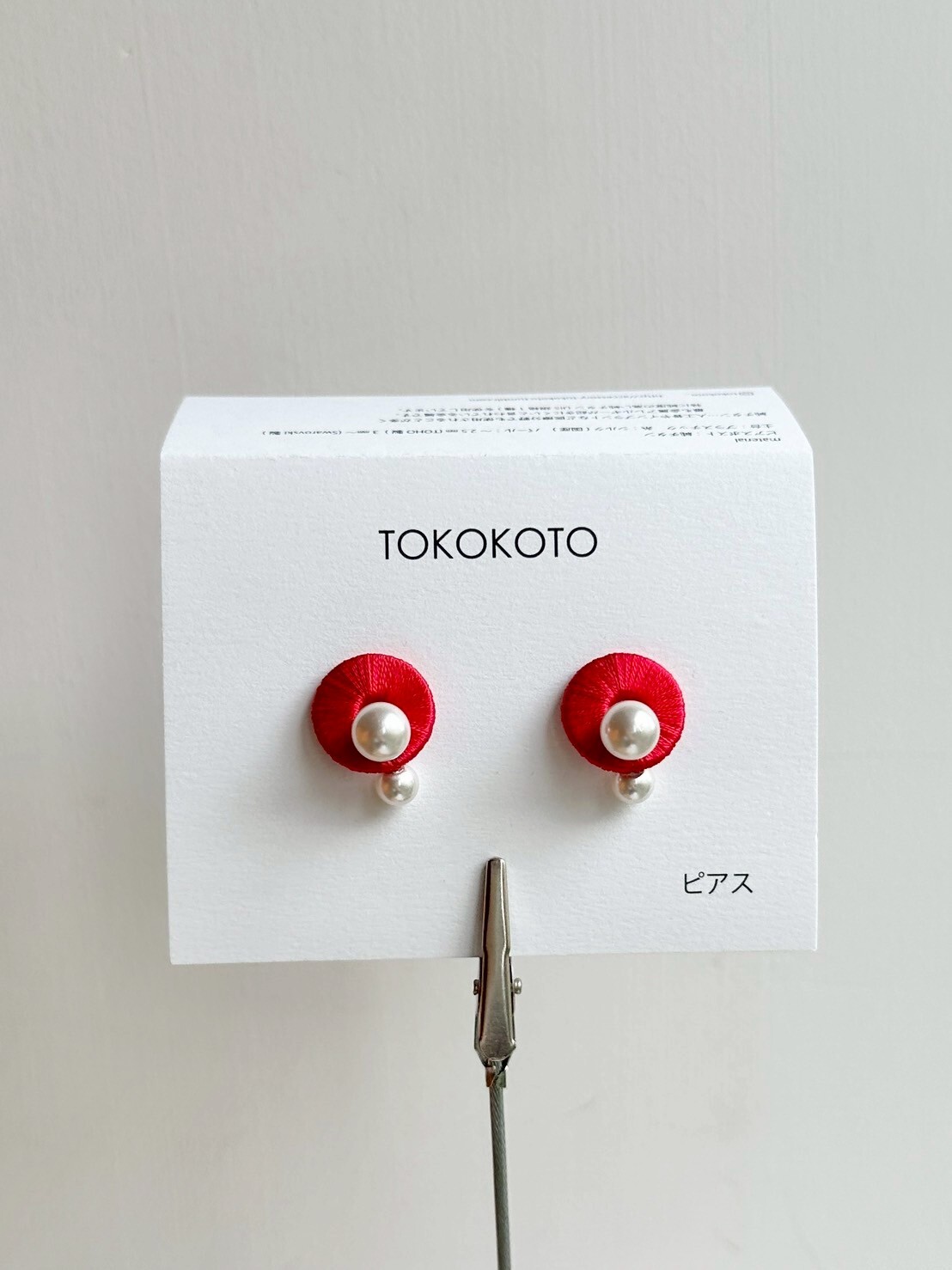 [TOKOKOTO] 刺繡小圓舞珍珠耳環 | 嫣紅 | 耳針 | NO.113