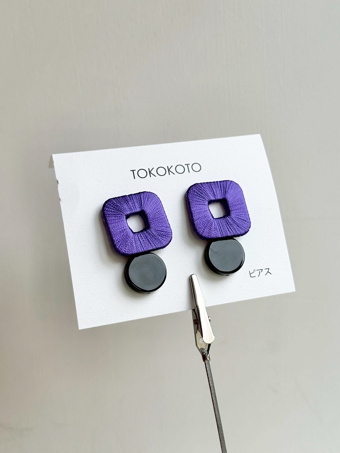 [TOKOKOTO] 刺繡方舞黑瑪瑙耳環 | 菖蒲 | 耳針 | NO.93