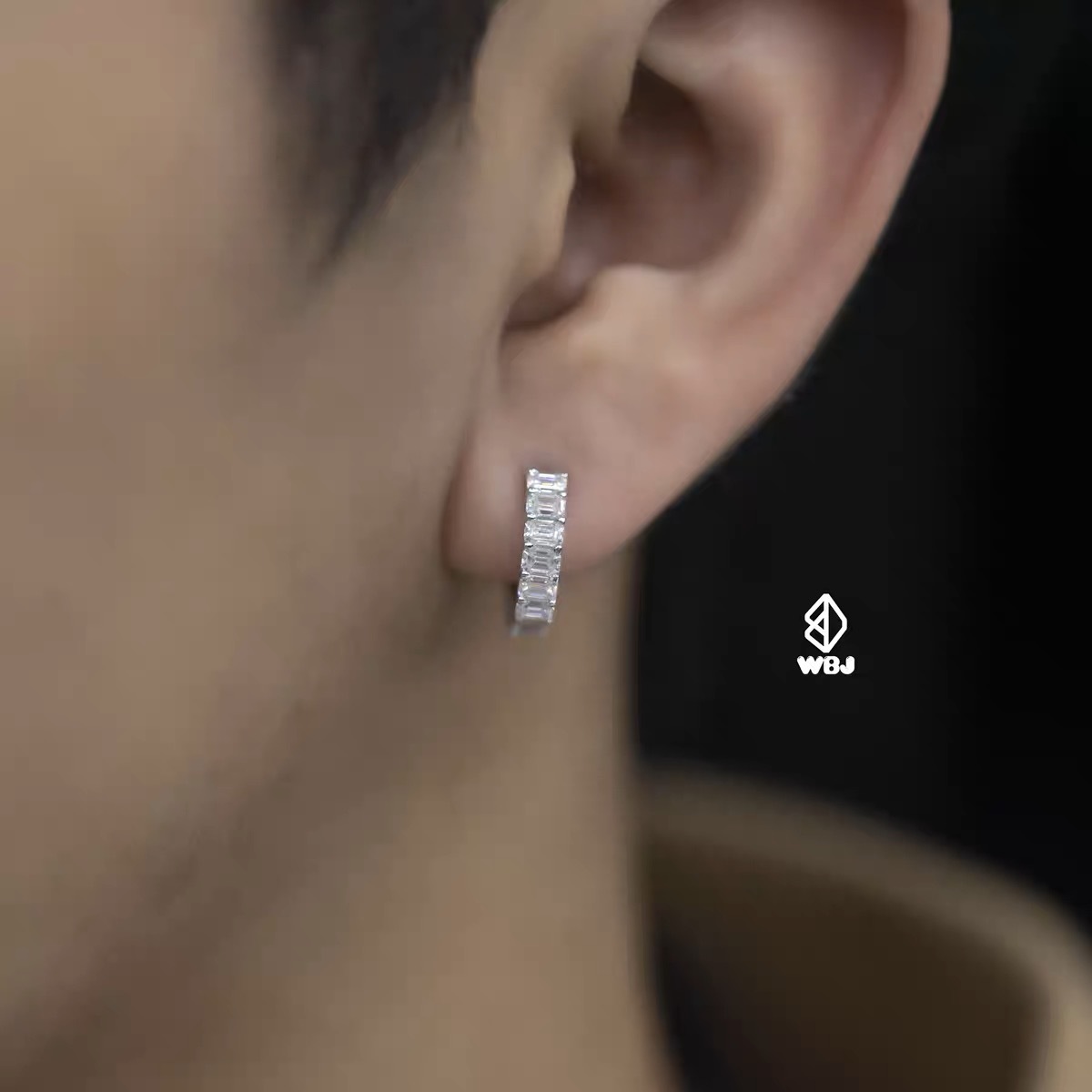 Moissanite silver｜永恆Ｔ方耳環