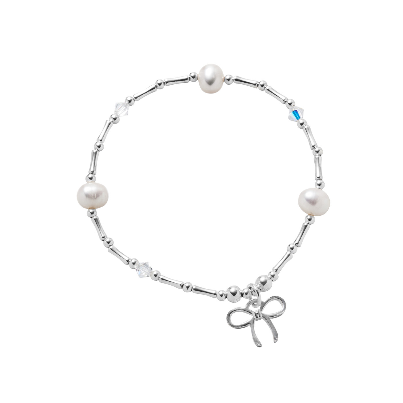 平價飾品,採用施華洛世奇水晶,純銀,蝴蝶結,珍珠,手鍊