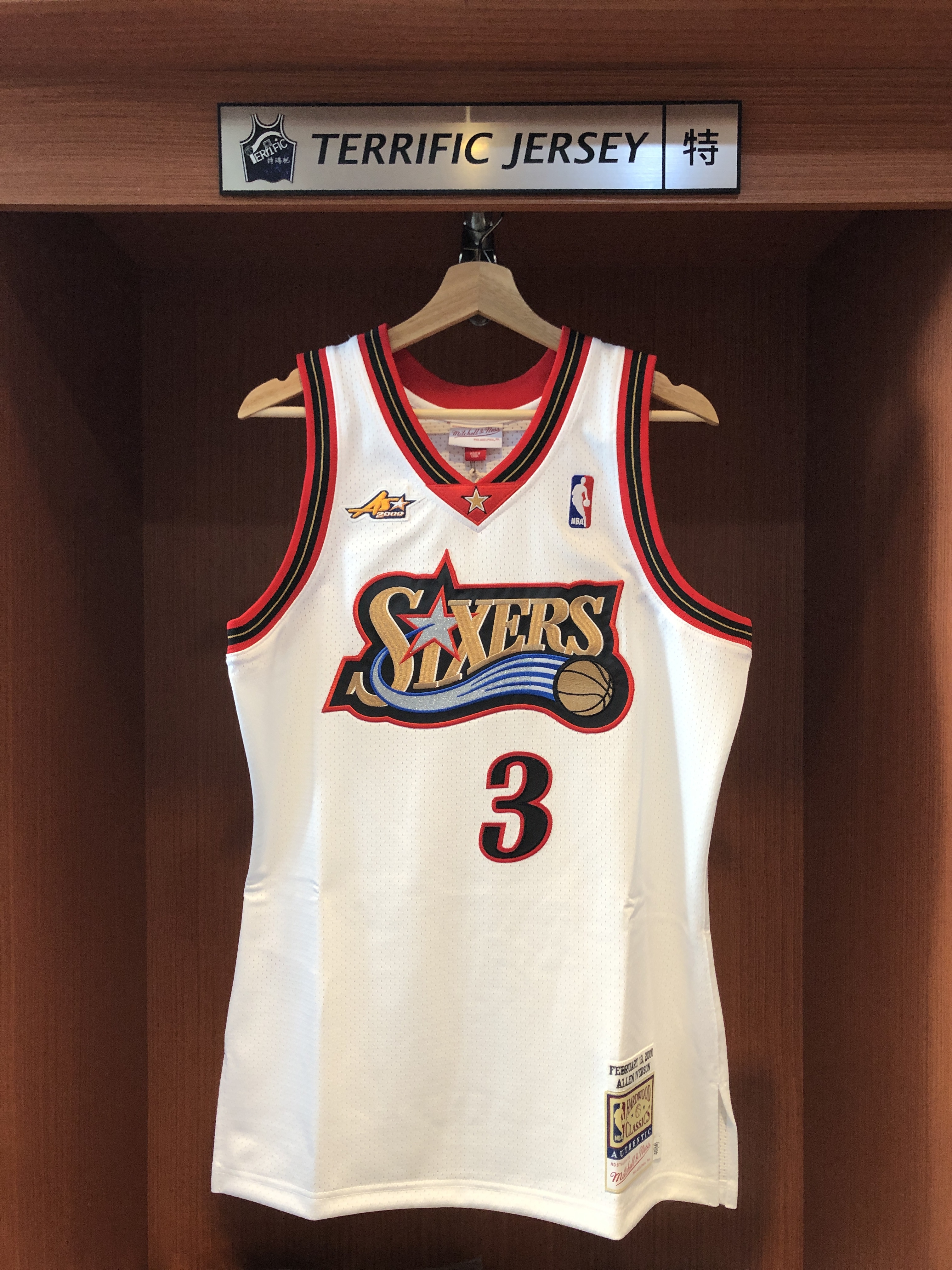 NBA球衣 Allen Iverson 七六人金流星 2000 明星賽 白 窄肩 M&N Authentic 球員版 電繡 全新