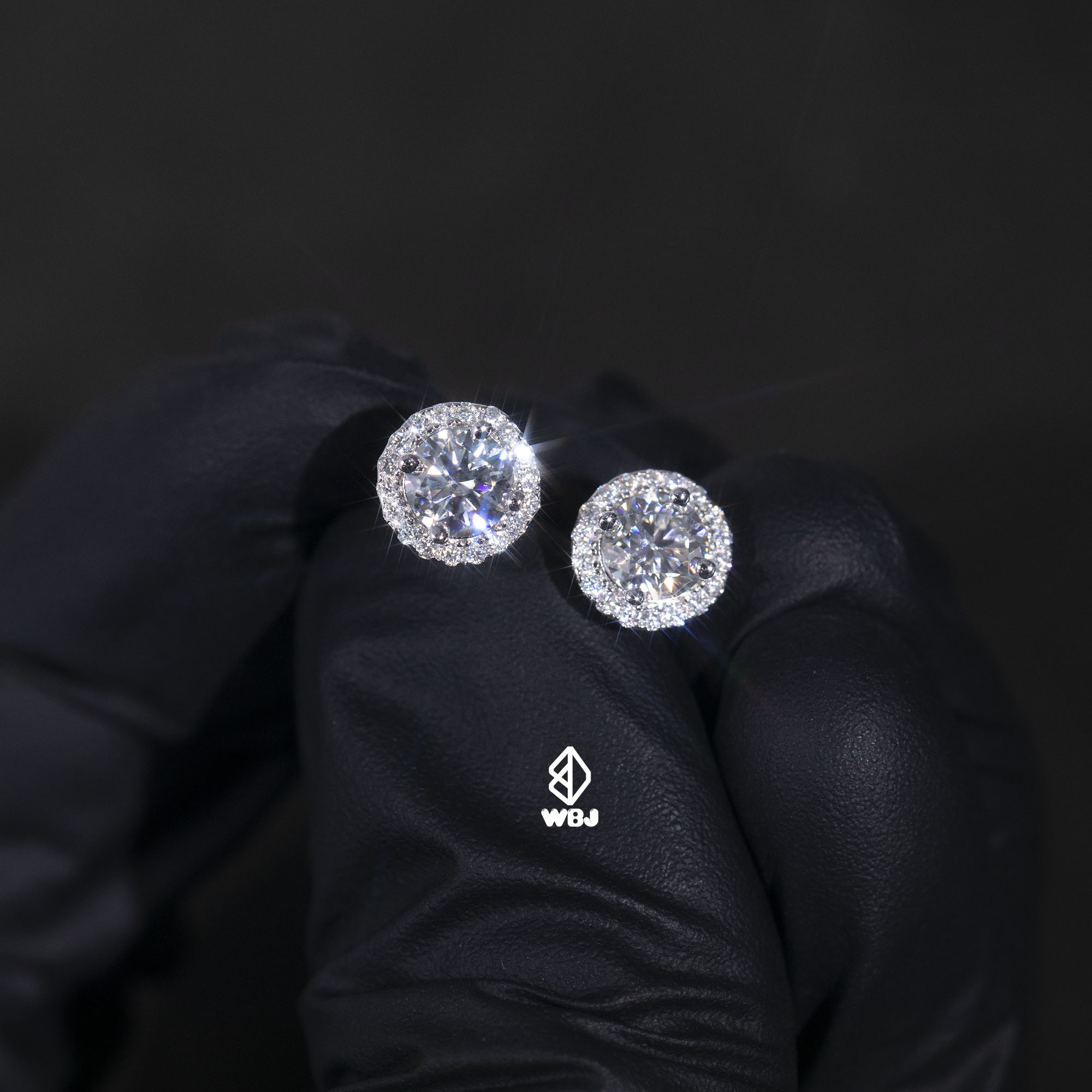 Moissanite silver｜光環莫桑鑽耳環 50分主石