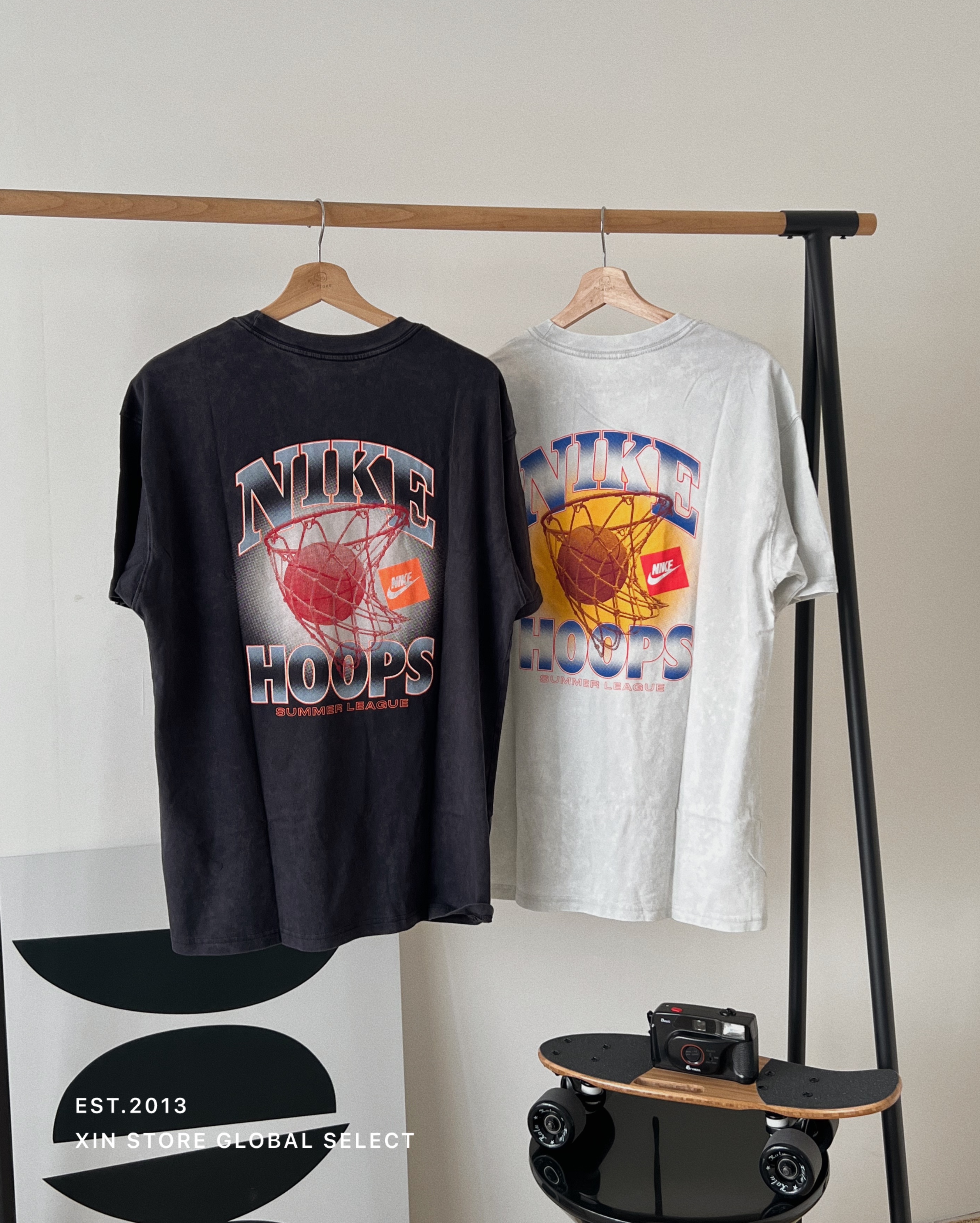 【現貨】Nike NBA Basketball 復古 水洗 OG 籃球 元素 印花 短袖 米灰 黑