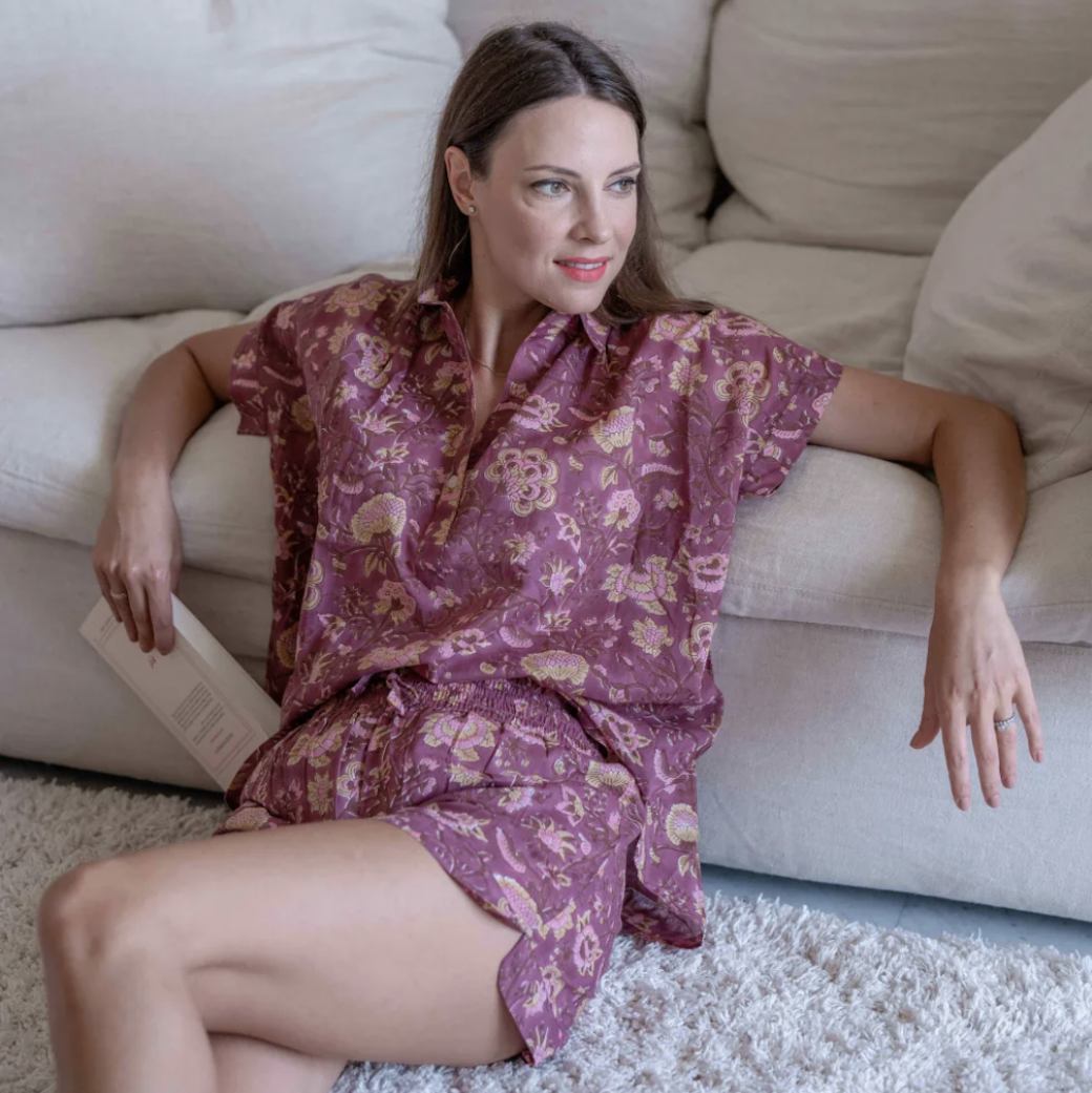 安納雅黑醋栗莓紫｜短袖睡衣套裝