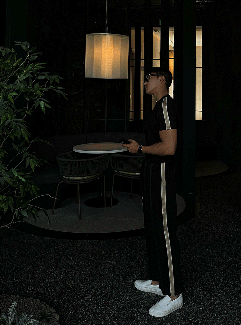 Miel Summer 條紋運動休閒褲