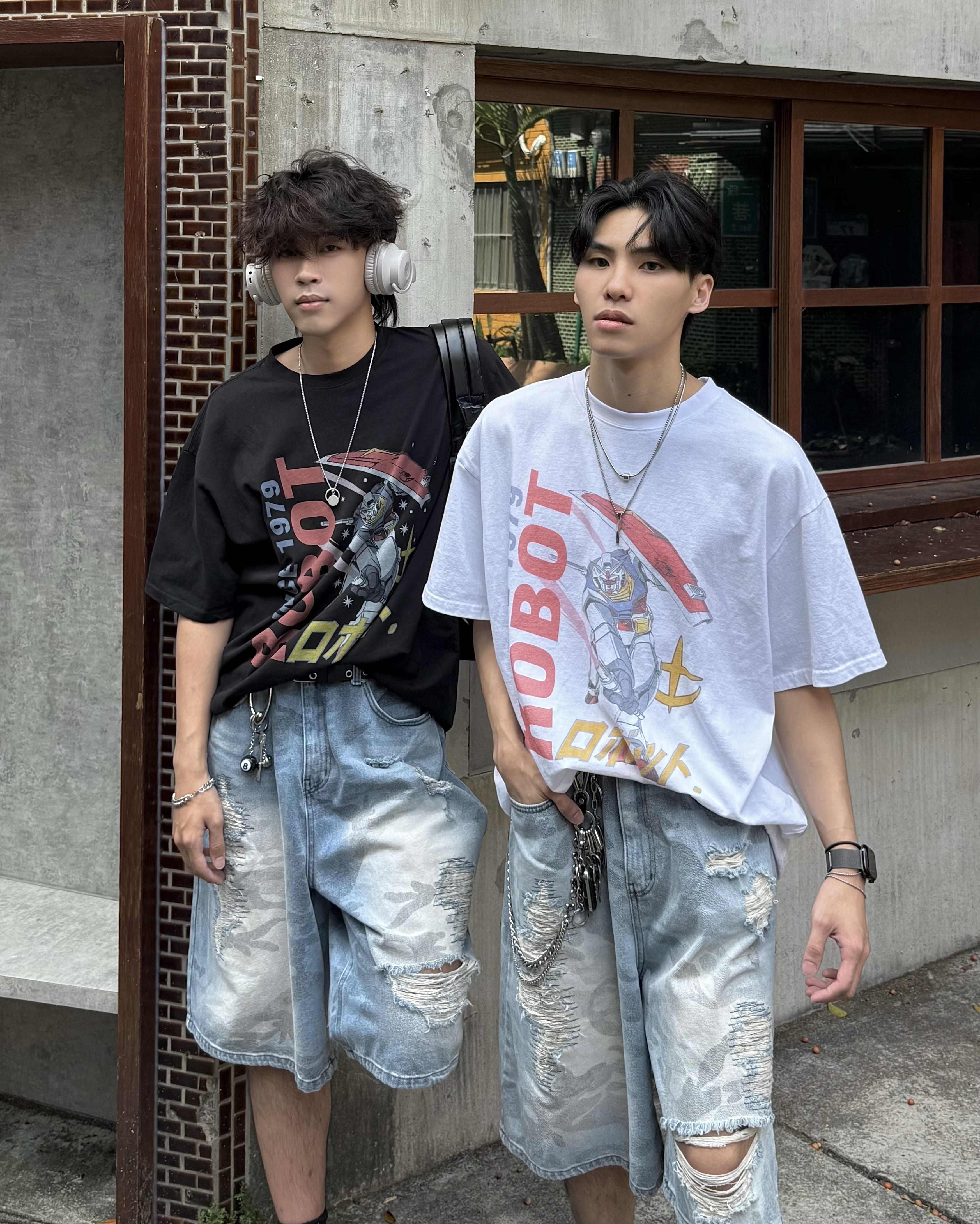 𝐇·𝐓·𝐒 韓國 ROBOT 機動戰士 鋼彈 1979 復古 水洗做舊 寬鬆 短袖