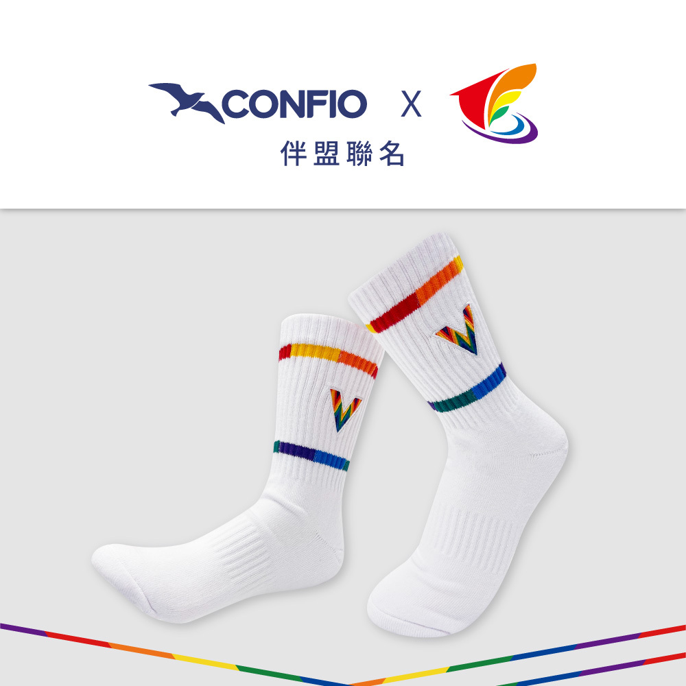 伴盟聯名款丨刺繡高筒襪-彩虹發聲帶