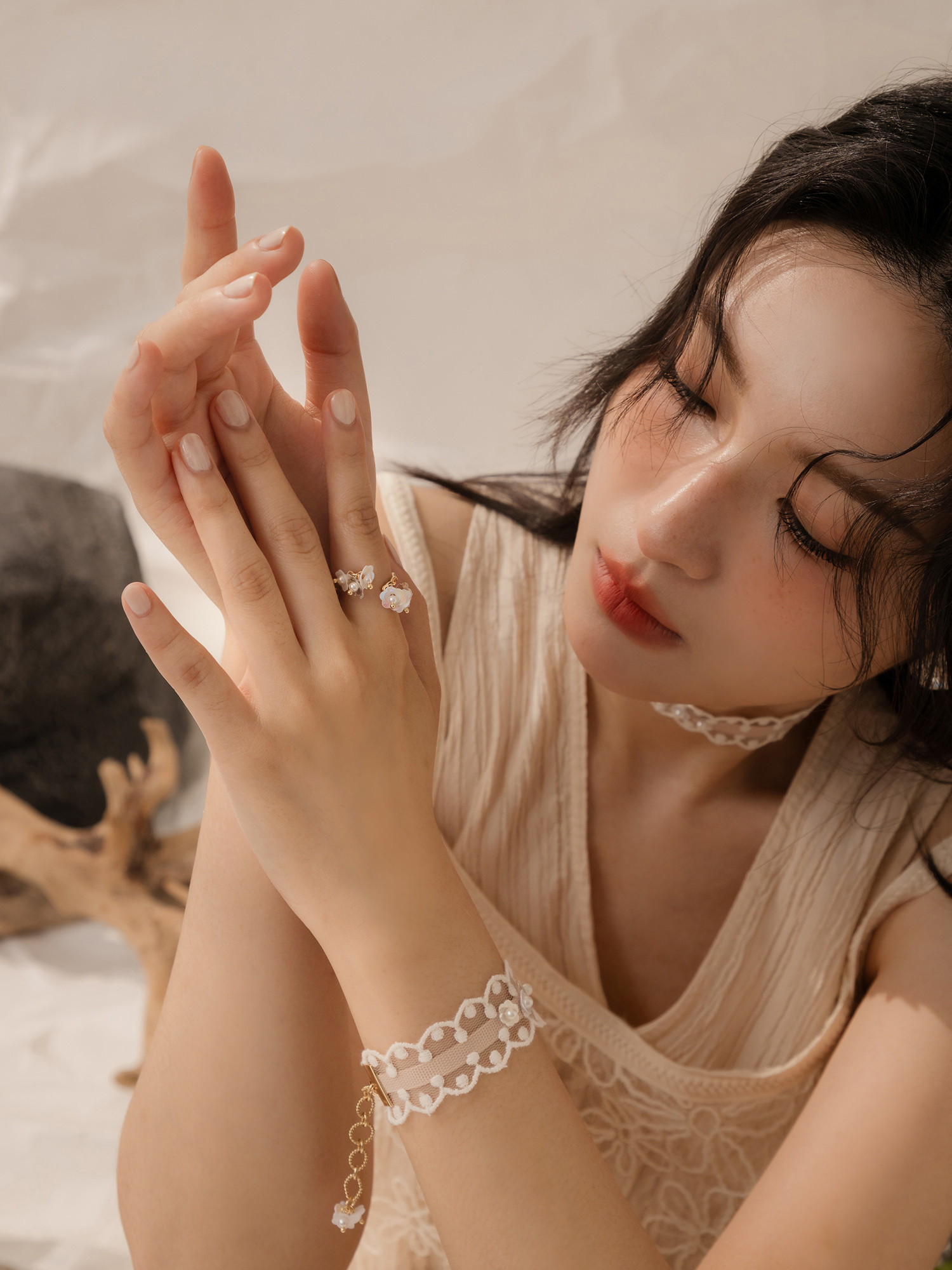 小島日記。MUCHAT手作14KGP珍珠麻花戒指