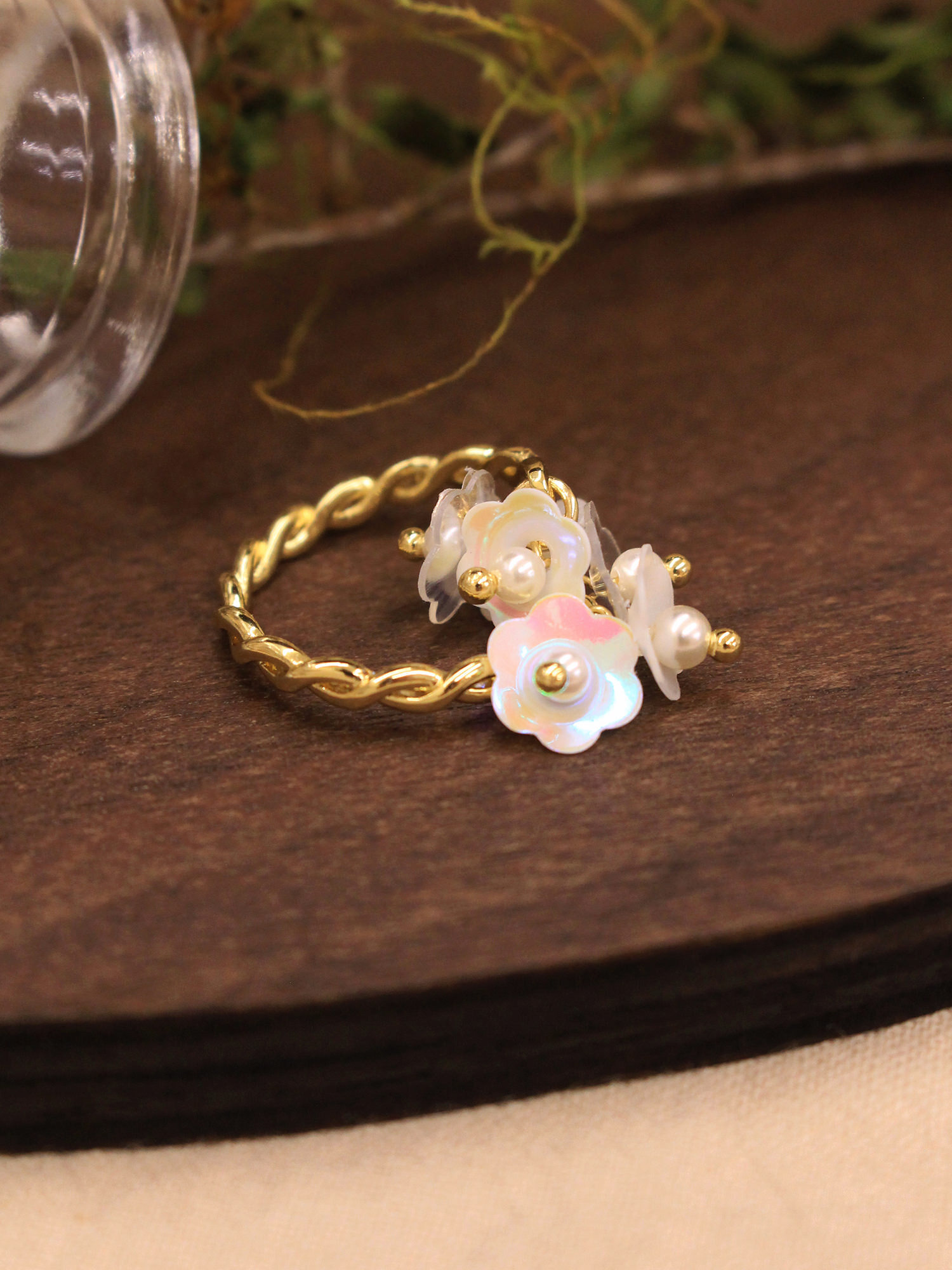 小島日記。MUCHAT手作14KGP珍珠麻花戒指