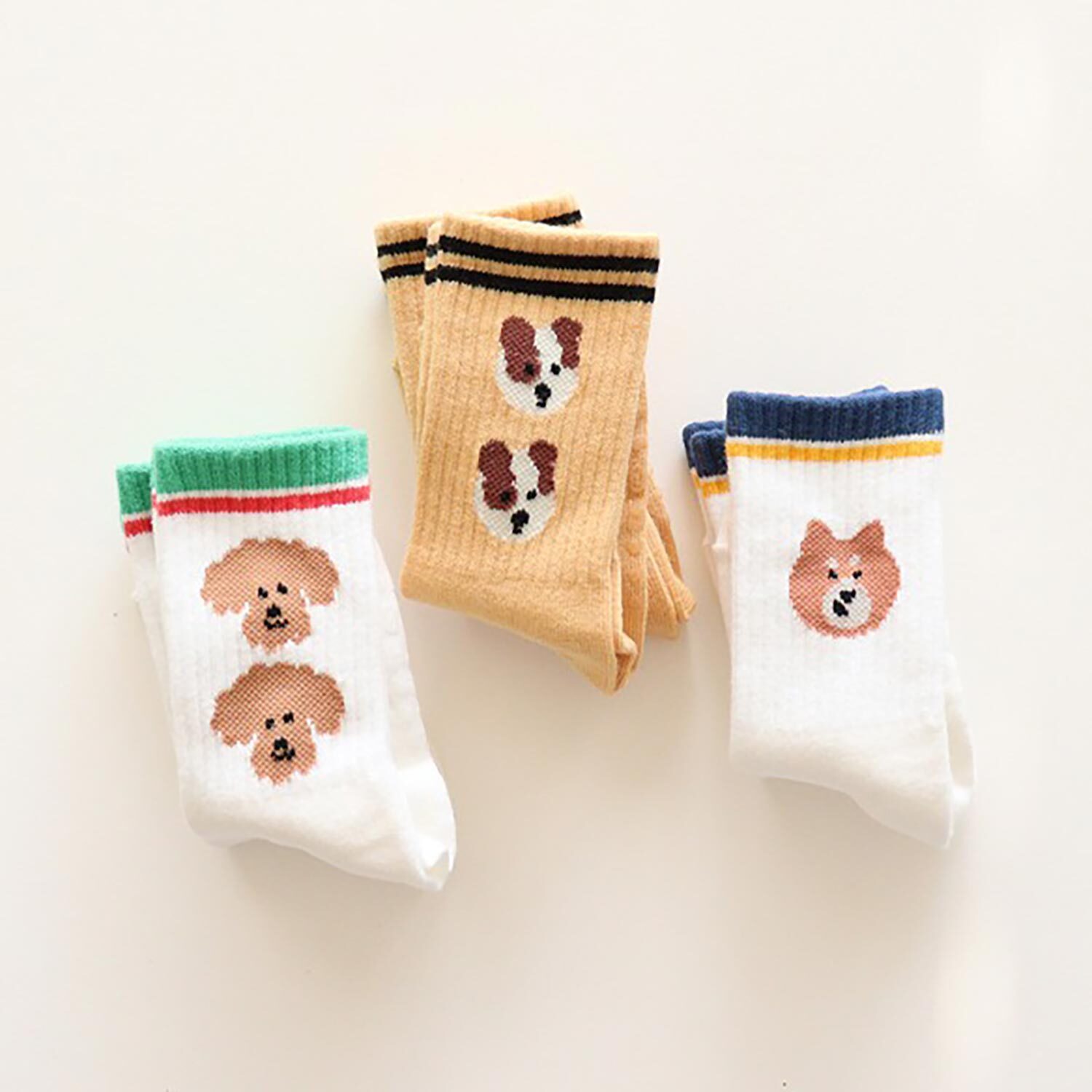 小狗運動大會大頭襪 3入組