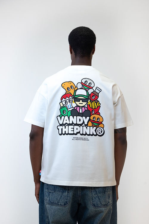 VANDYTHEPINK® VANDY&FRIENDS TEE 白 六人行 漢堡 可樂 朋友 印花 純棉 寬鬆 短T【VD1061-101】