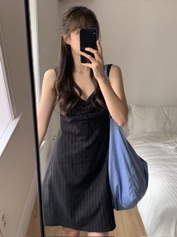 K03 夏天輕棉短洋裝 (黑/白)