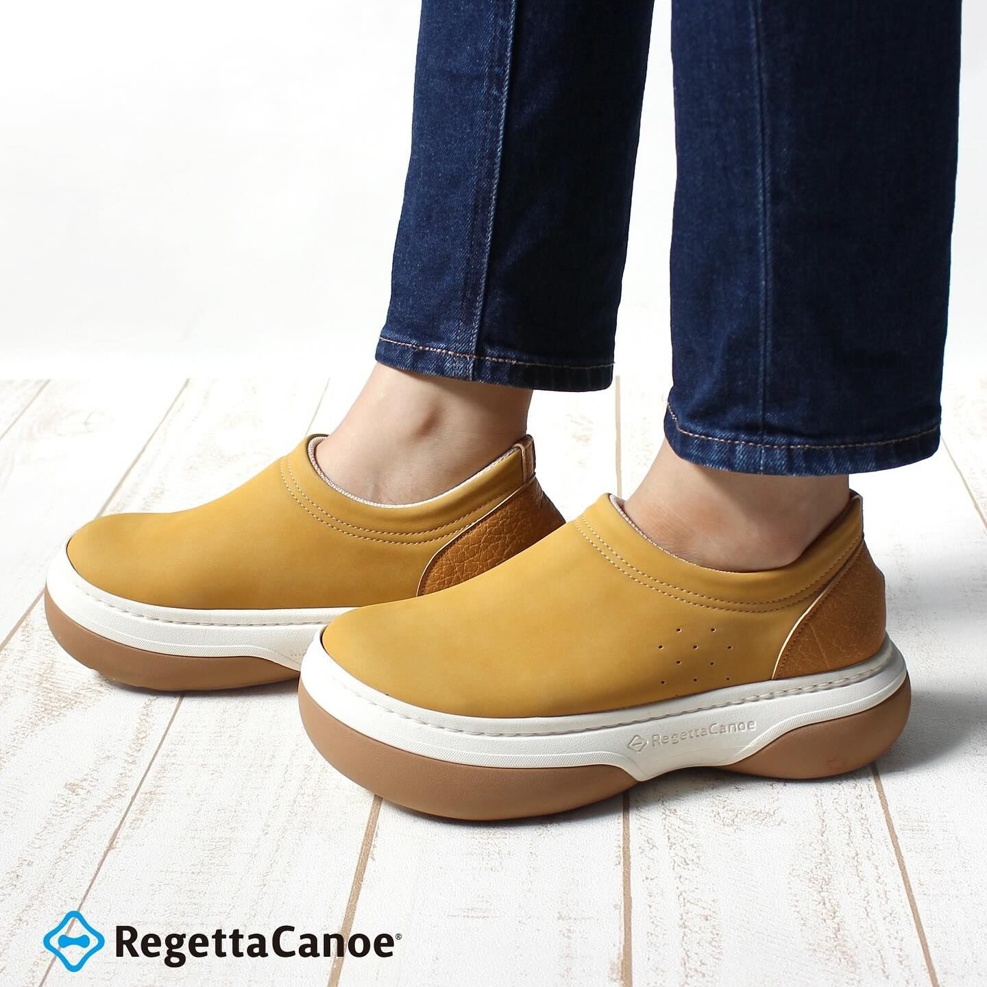 大阪樂步健康鞋 RegettaCanoe厚底莫克休閒鞋 CJFT005 (MUS-芥末黃)