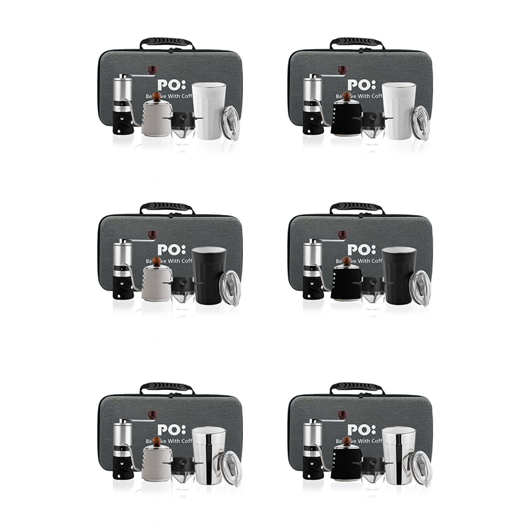 PO: 丹麥旅行咖啡手提四件組(手沖壺-共2色/不銹鋼磨芯咖啡磨/棱角杯460ml-共3色/咖啡濾網)