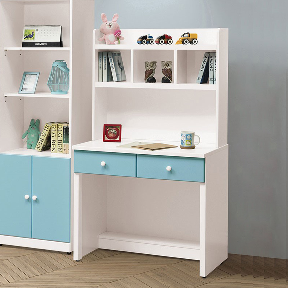 尼可3尺二抽書架型書桌(上+下座-兩色可選)